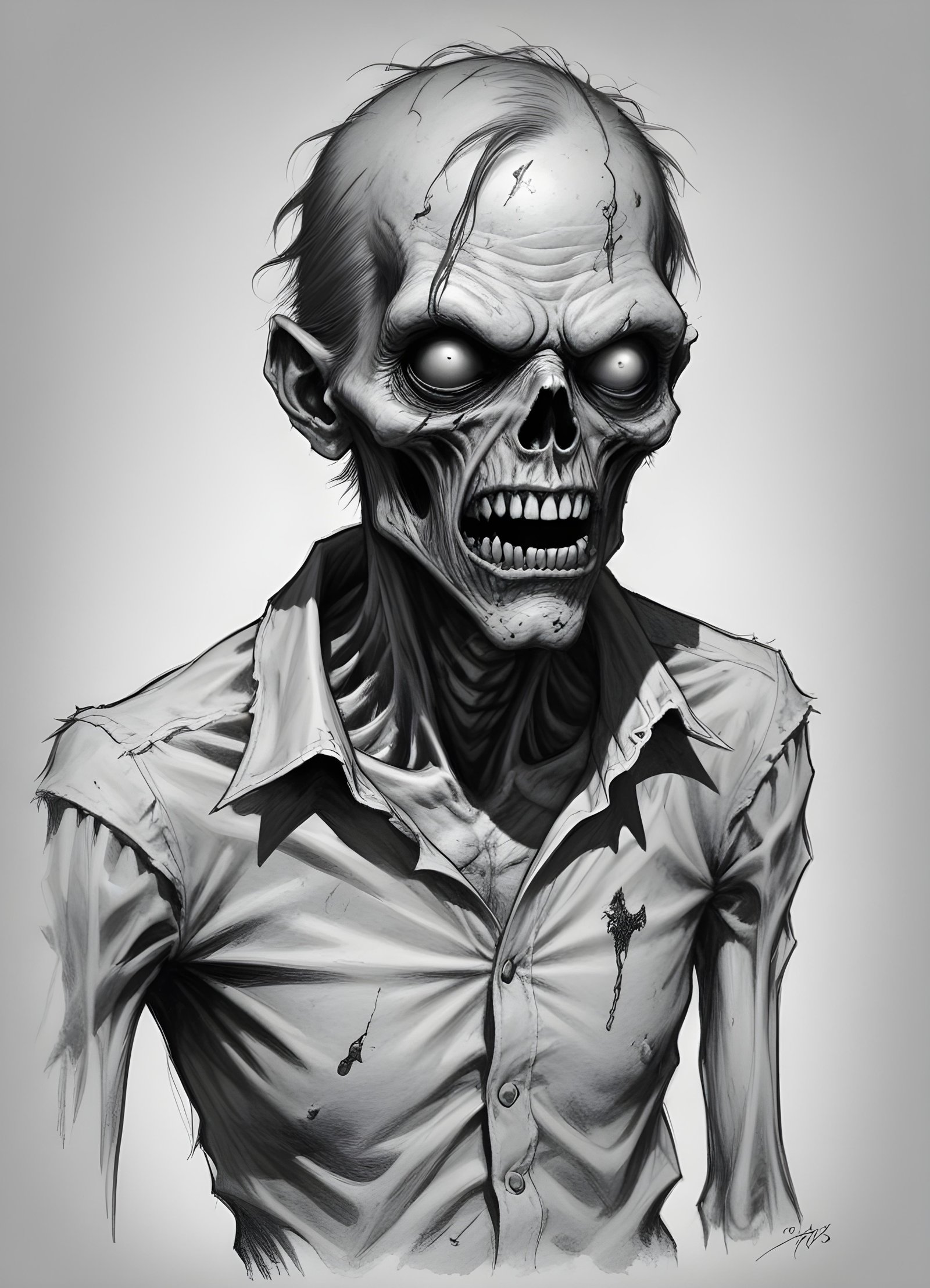 Detailed Zombie and Undead Horror Character Sketch Illustration Artwork