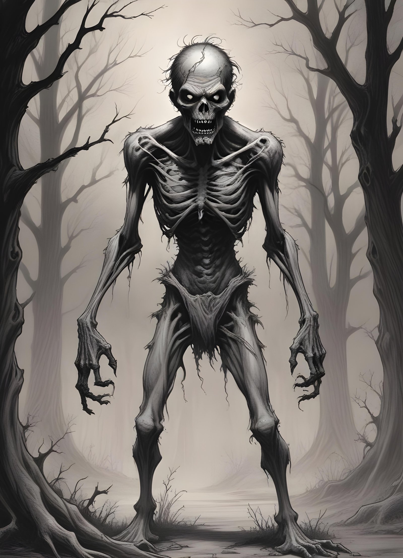 Detailed Zombie and Undead Horror Character Sketch Illustration Artwork