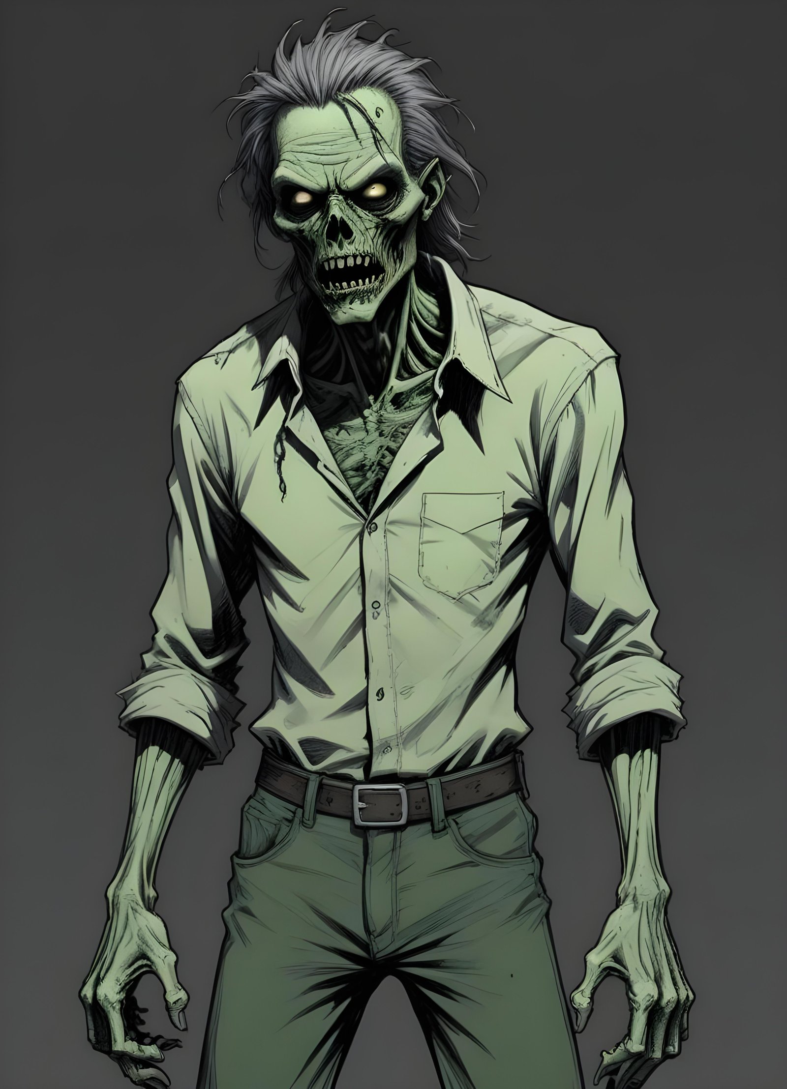 Detailed Zombie and Undead Horror Character Sketch Illustration Artwork