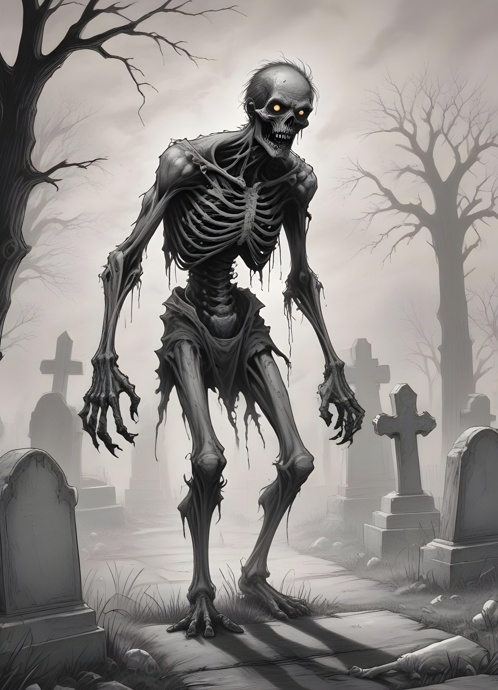 Detailed Zombie and Undead Horror Character Sketch Illustration Artwork
