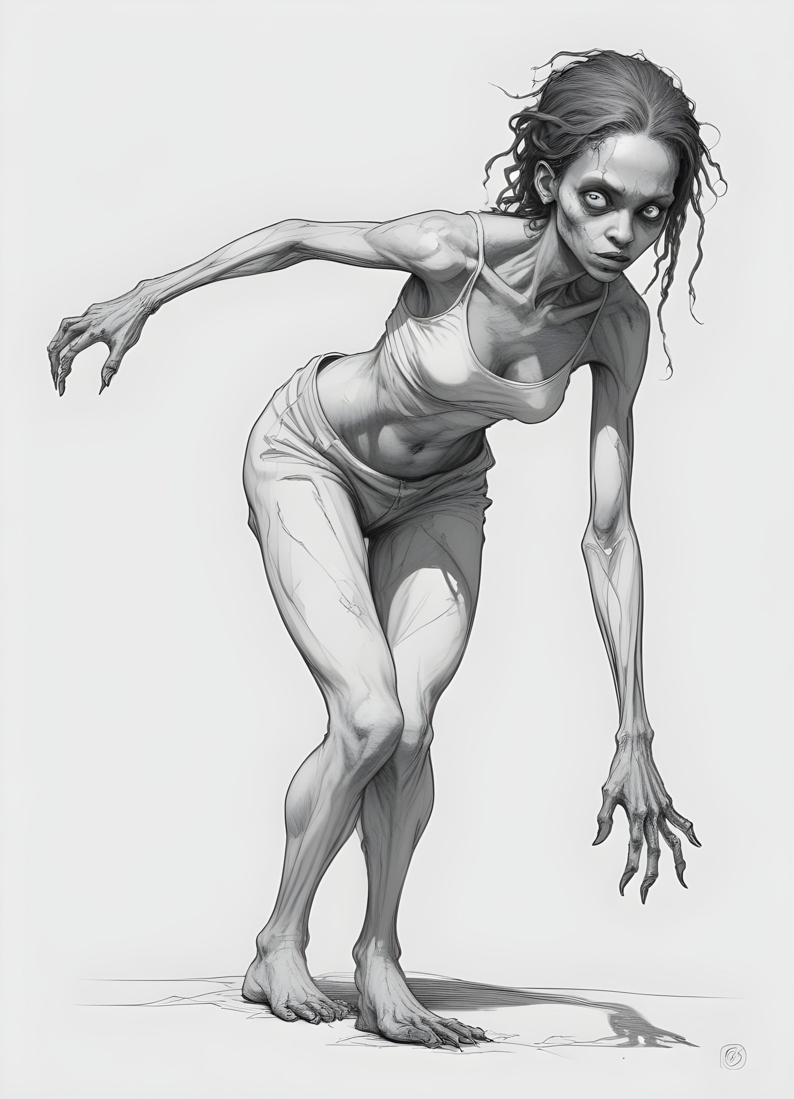 Detailed Zombie and Undead Horror Character Sketch Illustration Artwork