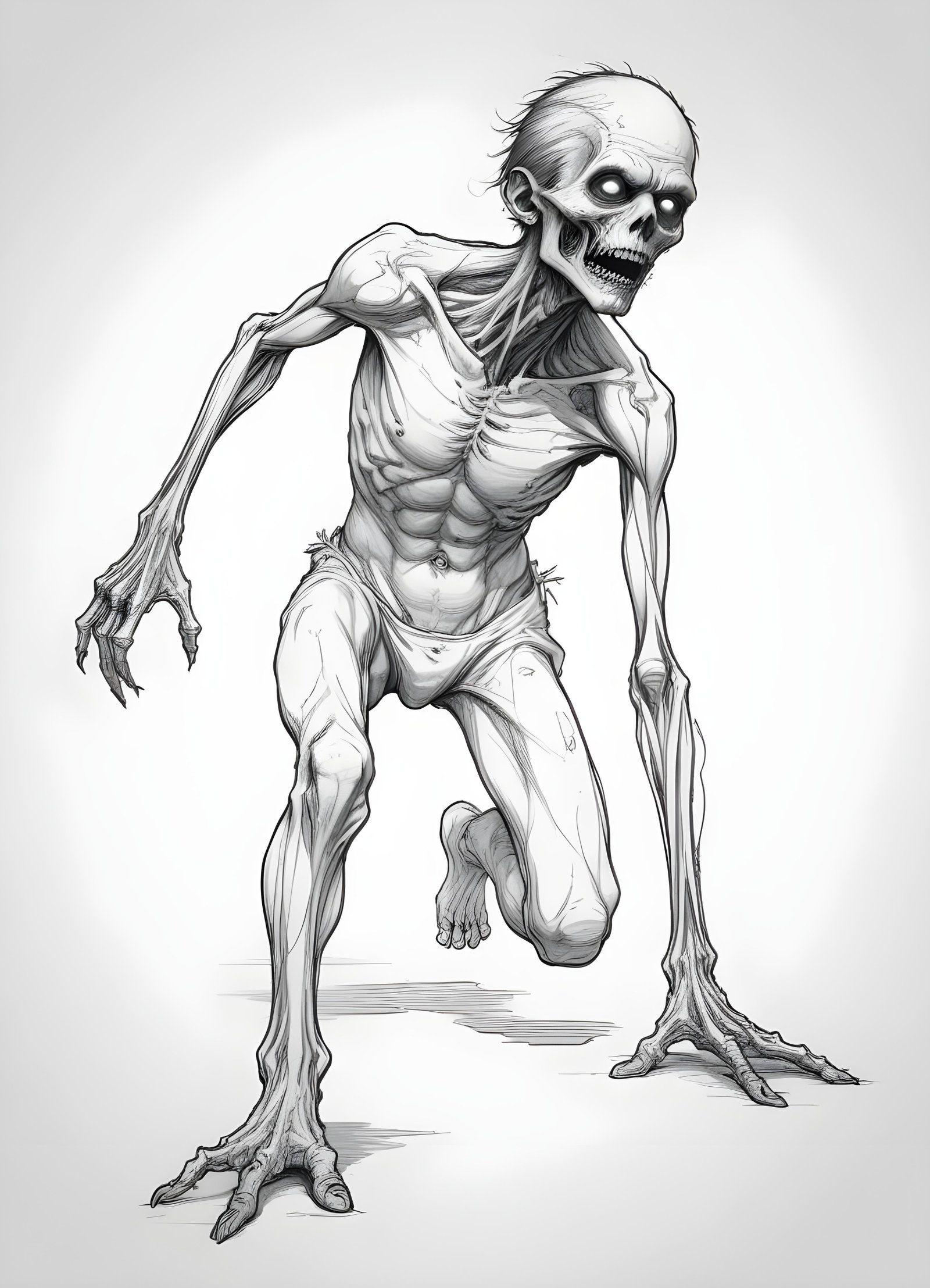Detailed Zombie and Undead Horror Character Sketch Illustration Artwork