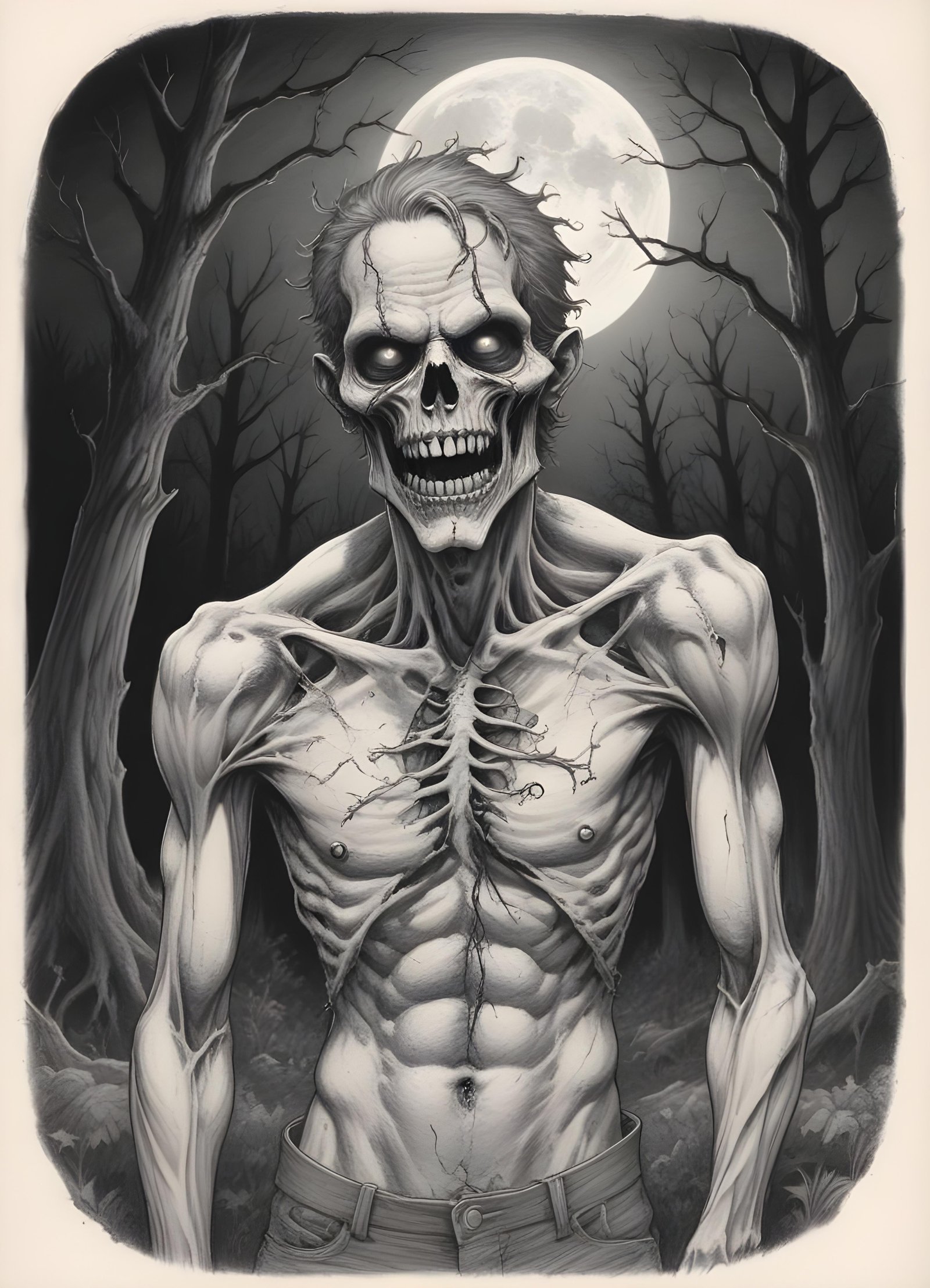 Detailed Zombie and Undead Horror Character Sketch Illustration Artwork