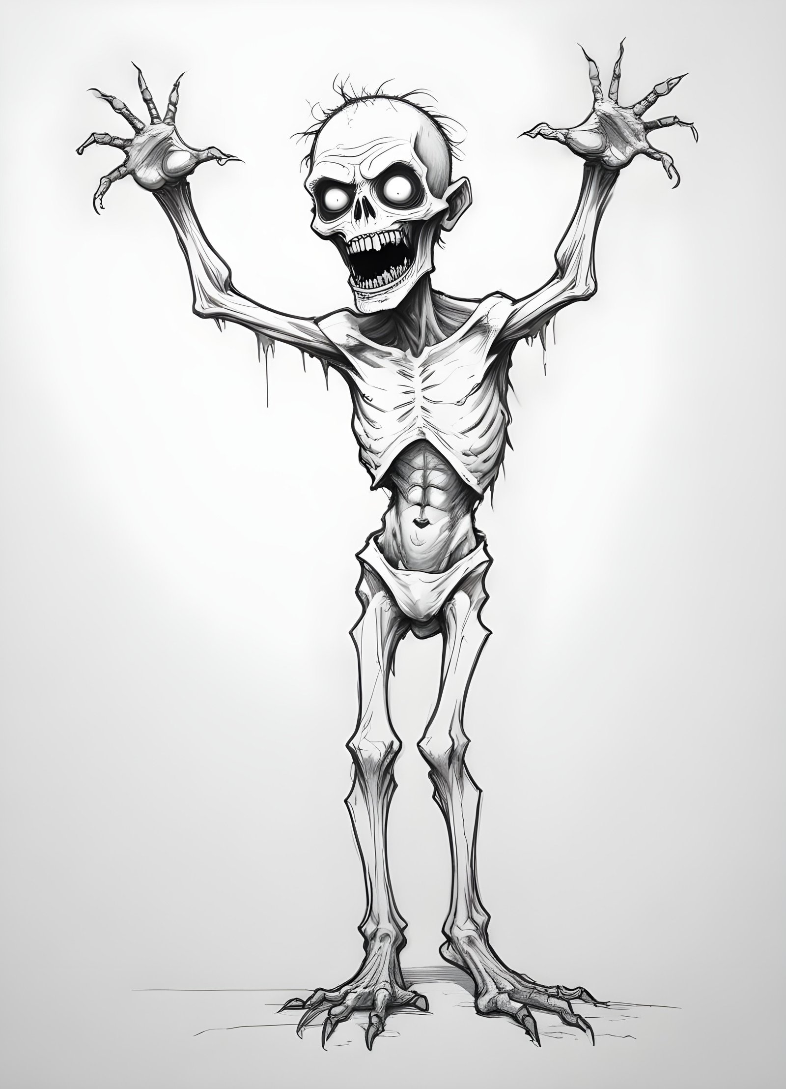Detailed Zombie and Undead Horror Character Sketch Illustration Artwork