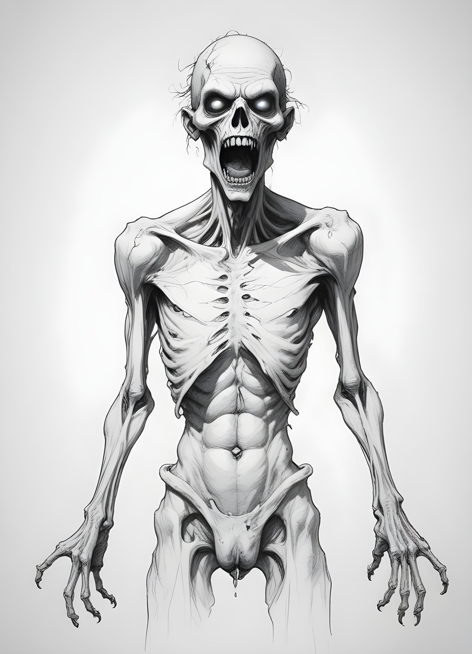 Detailed Zombie and Undead Horror Character Sketch Illustration Artwork