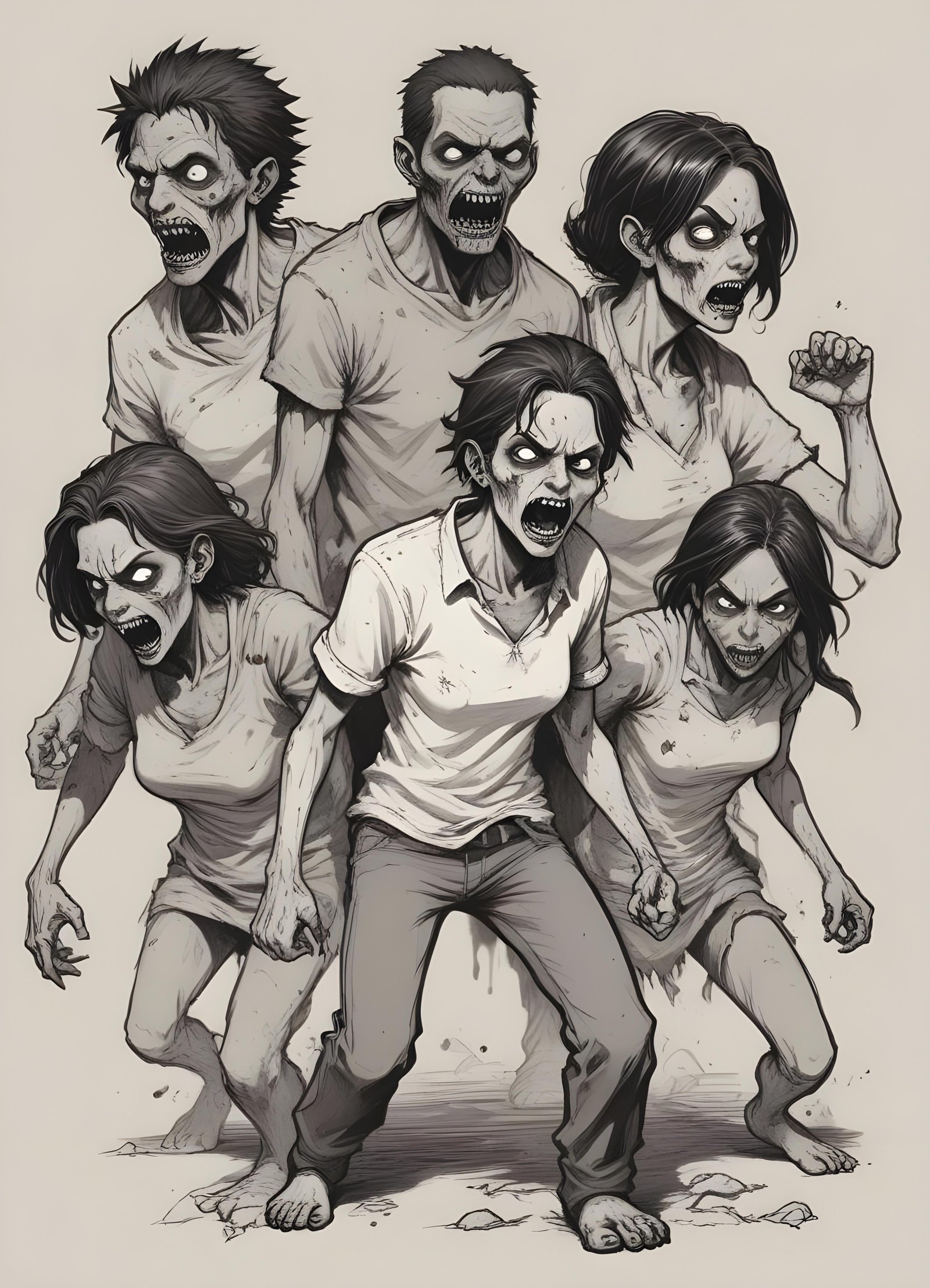 Detailed Zombie and Undead Horror Character Sketch Illustration Artwork