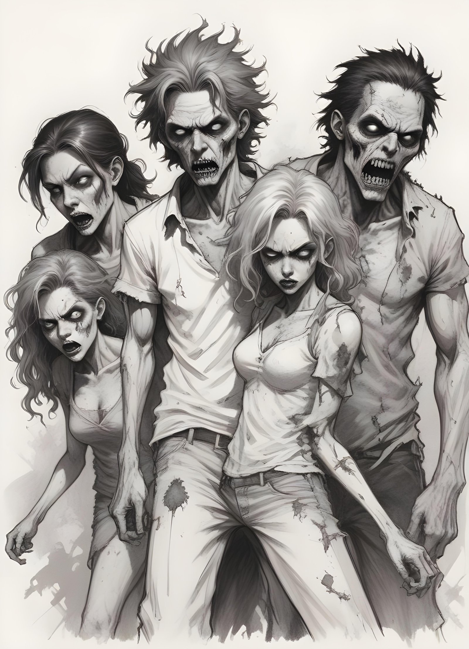 Detailed Zombie and Undead Horror Character Sketch Illustration Artwork