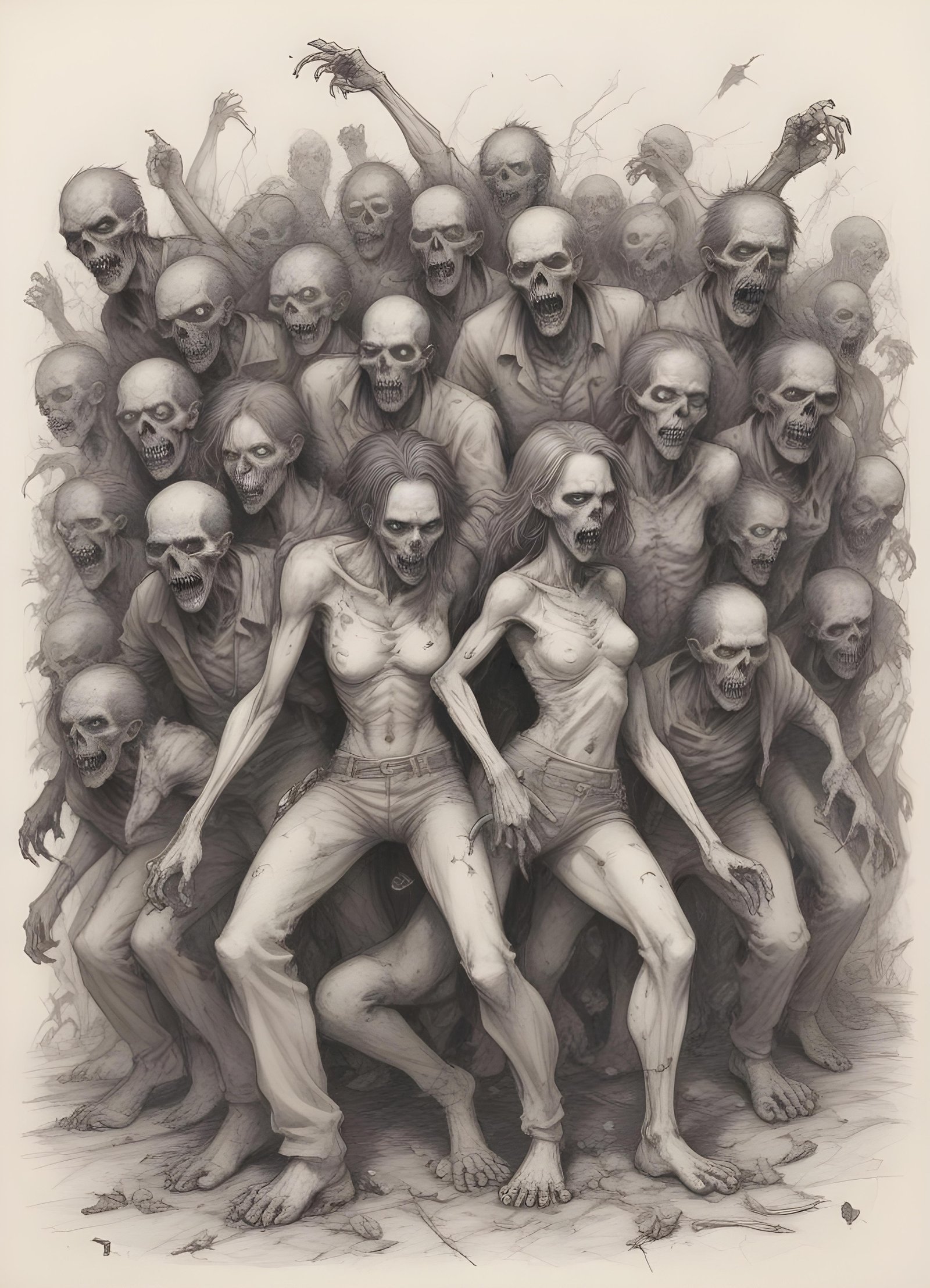 Detailed Zombie and Undead Horror Character Sketch Illustration Artwork