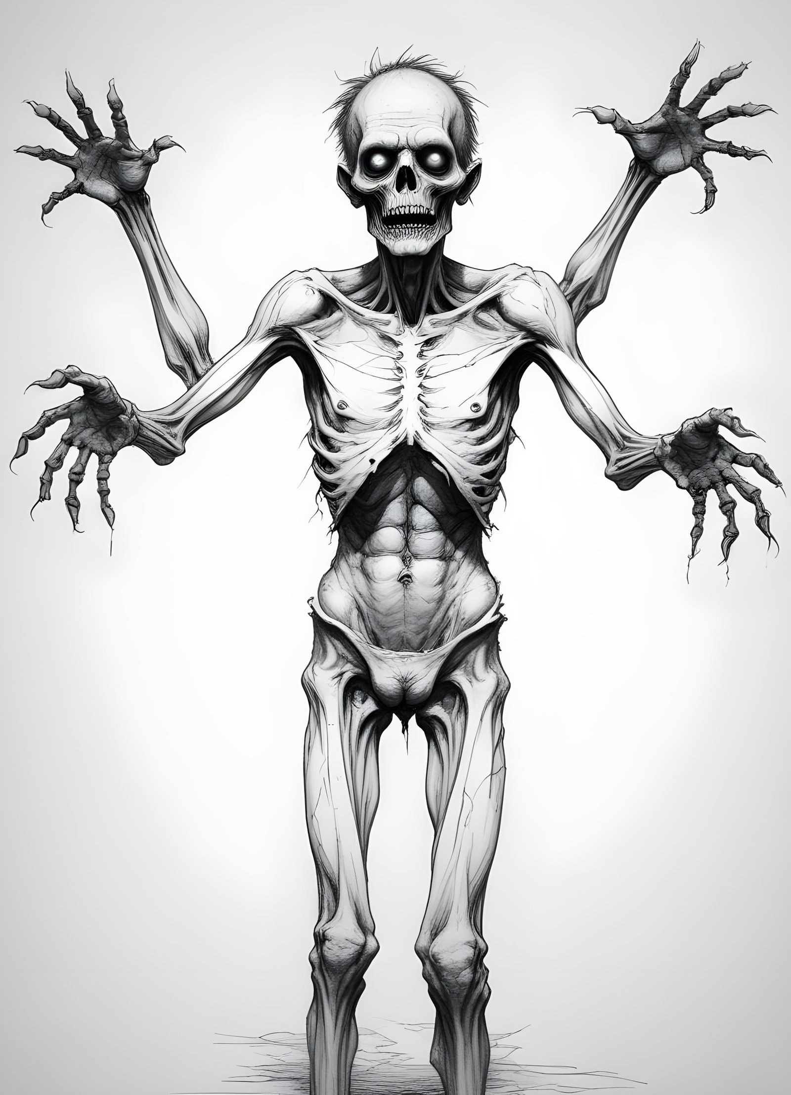 Detailed Zombie and Undead Horror Character Sketch Illustration Artwork