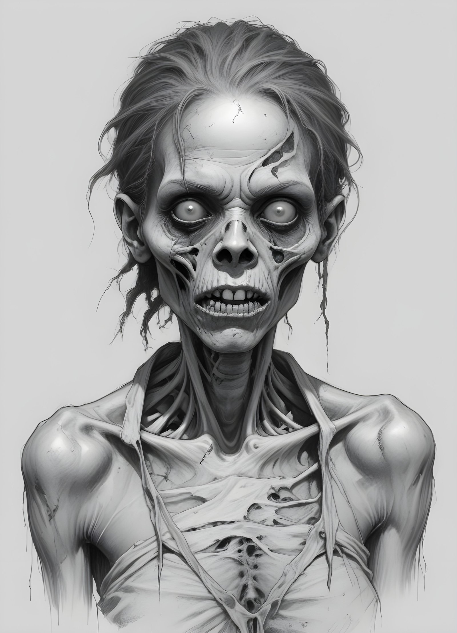 Detailed Zombie and Undead Horror Character Sketch Illustration Artwork