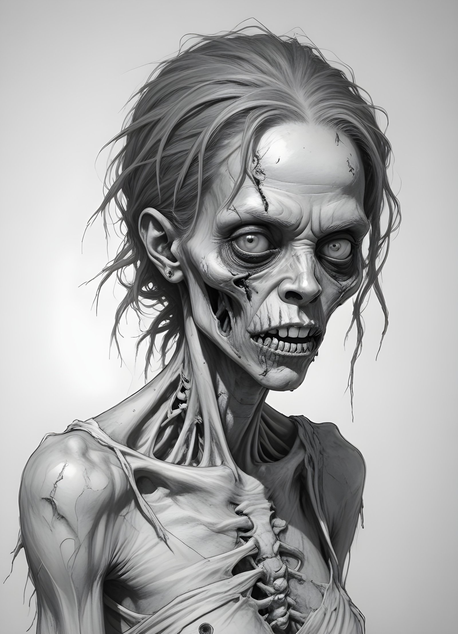 Detailed Zombie and Undead Horror Character Sketch Illustration Artwork