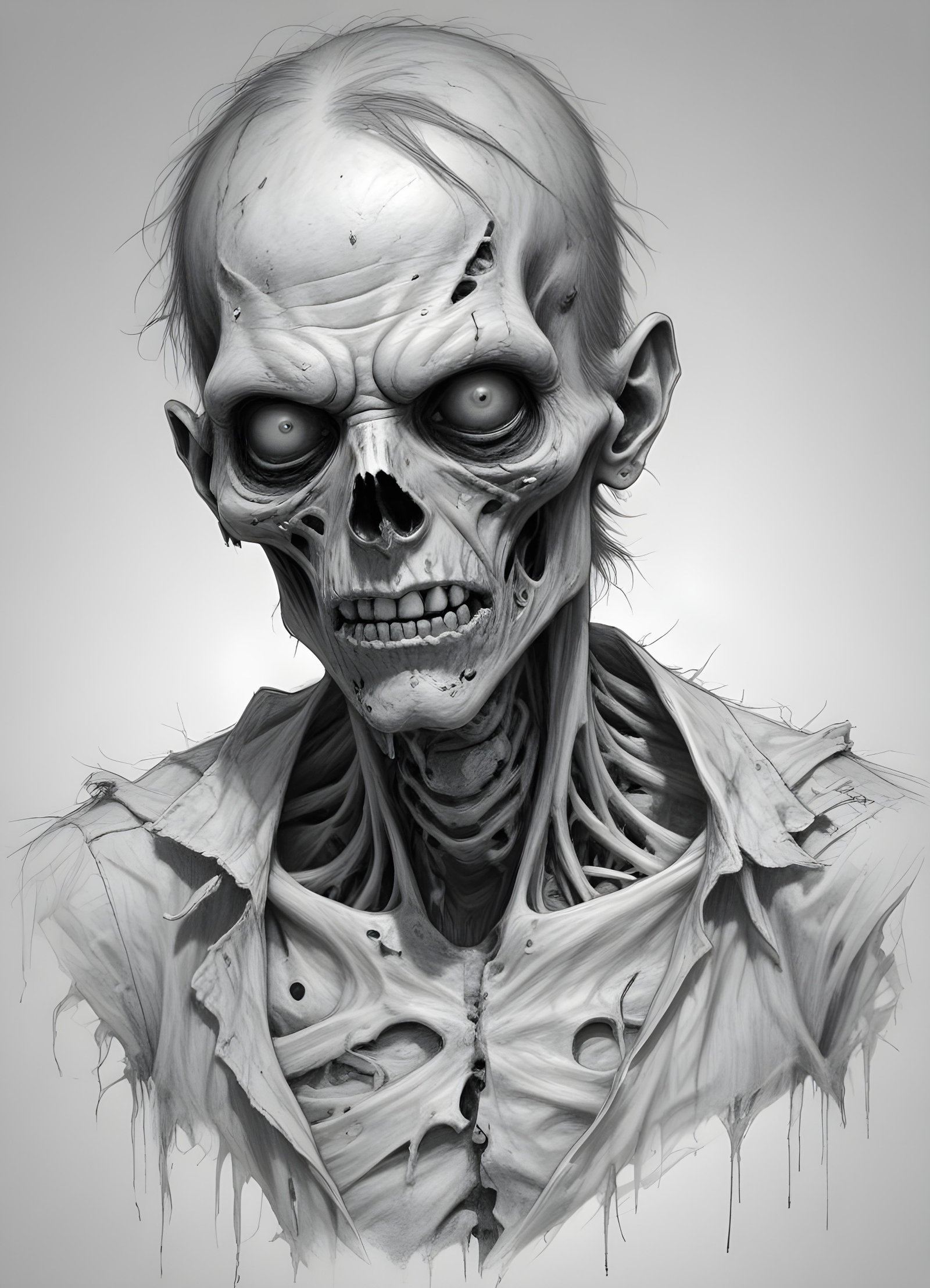 Detailed Zombie and Undead Horror Character Sketch Illustration Artwork
