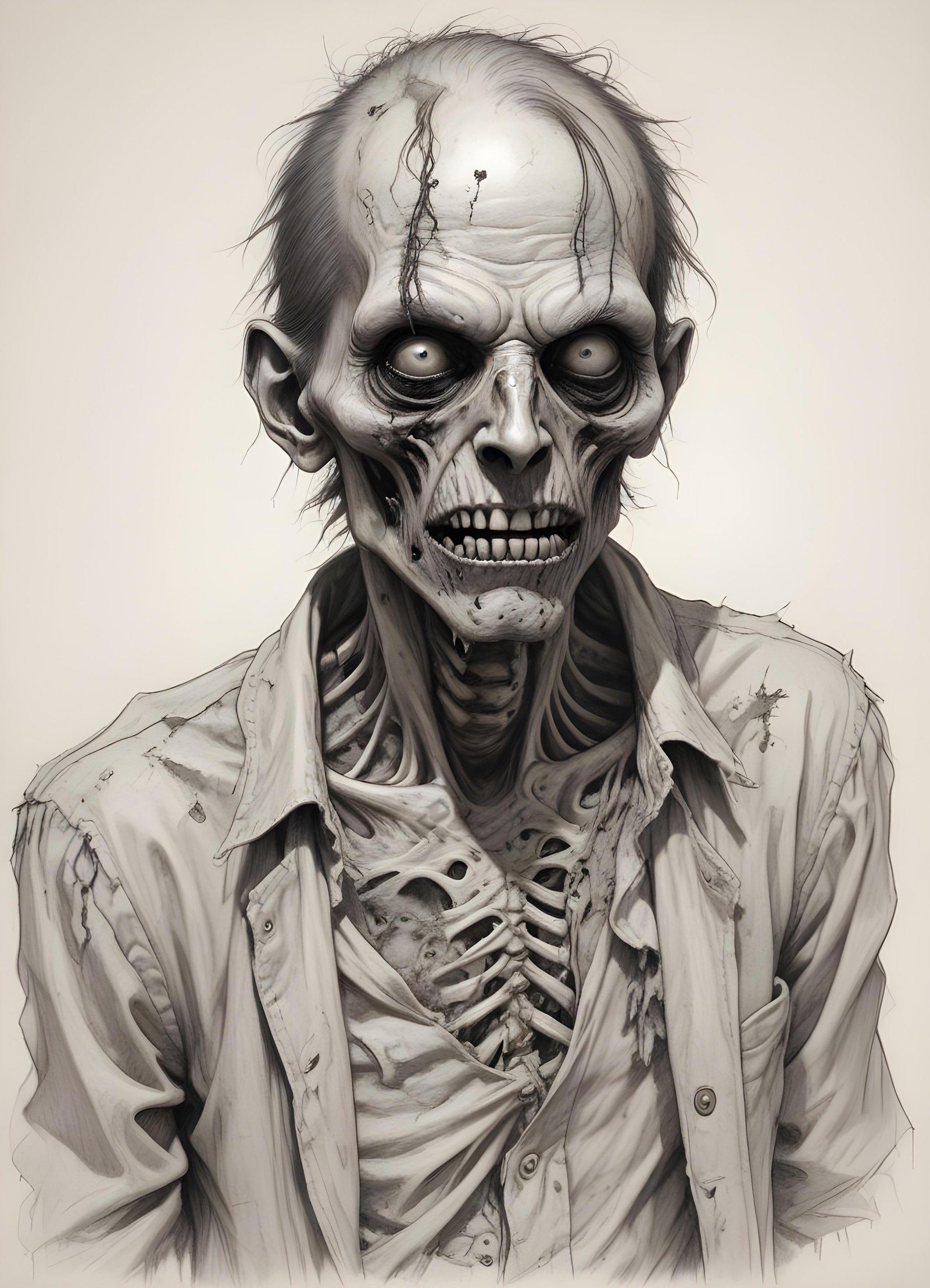 Detailed Zombie and Undead Horror Character Sketch Illustration Artwork