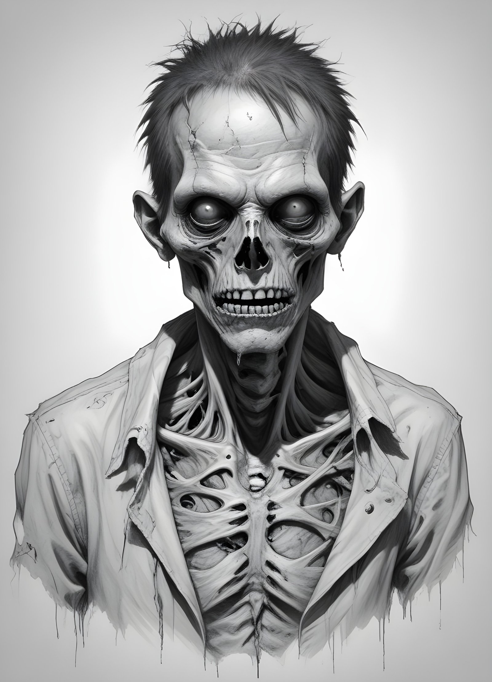 Detailed Zombie and Undead Horror Character Sketch Illustration Artwork