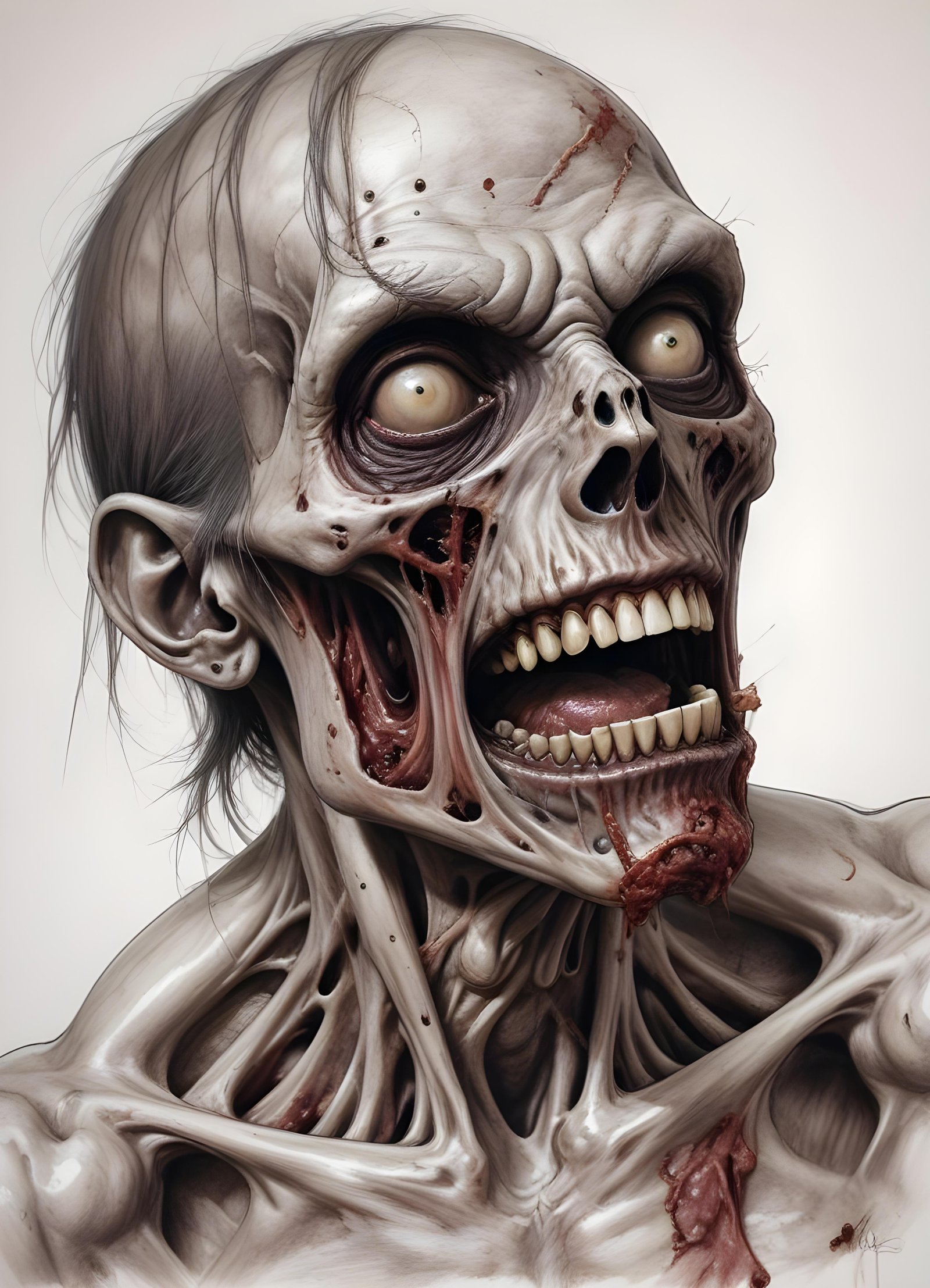 Detailed Zombie and Undead Horror Character Sketch Illustration Artwork