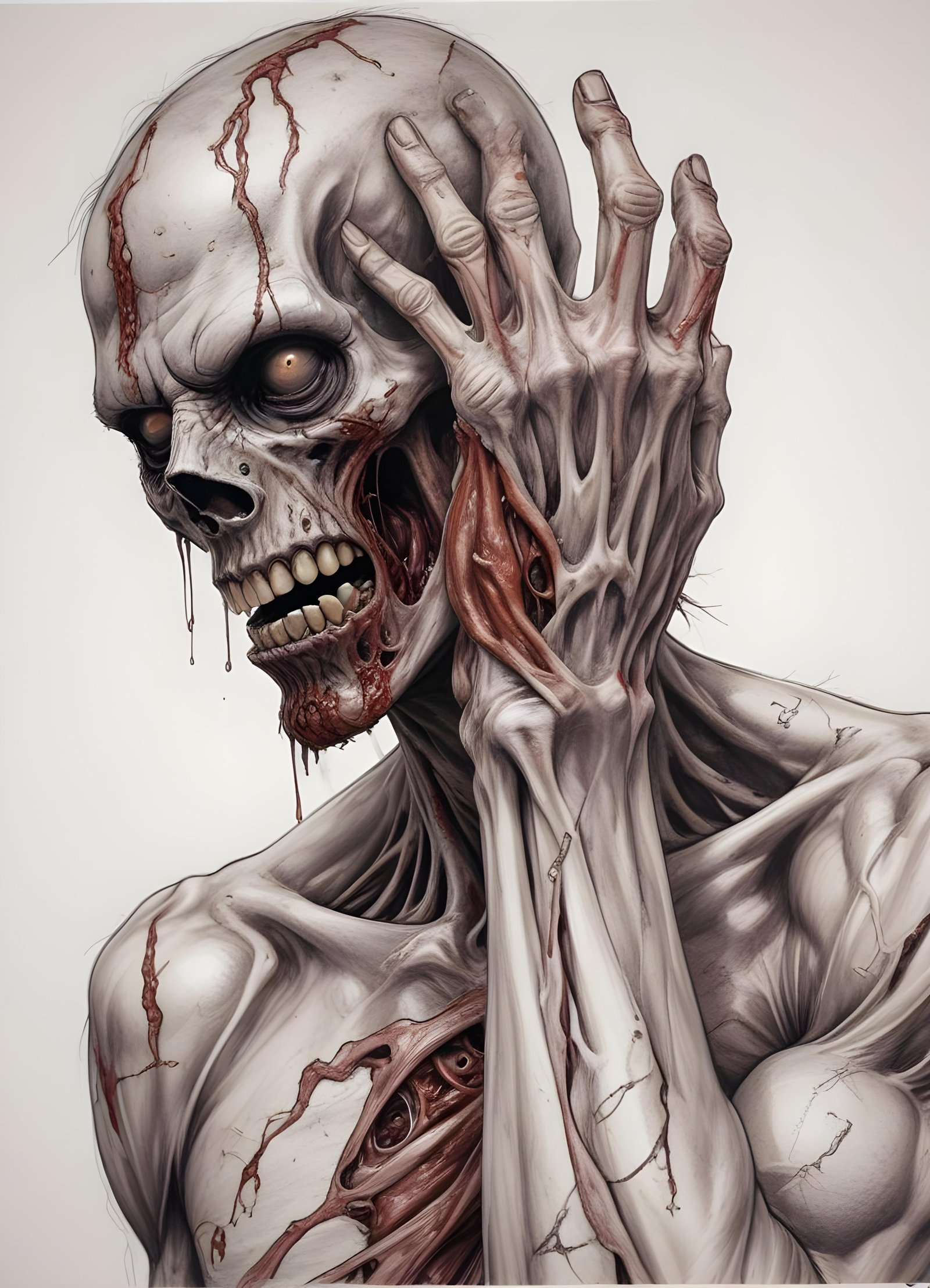 Detailed Zombie and Undead Horror Character Sketch Illustration Artwork