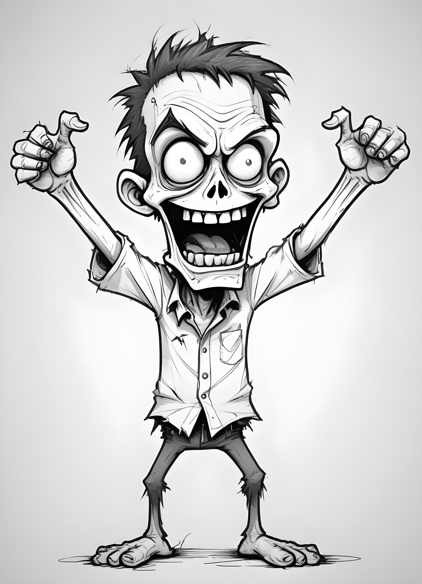 Detailed Zombie and Undead Horror Character Sketch Illustration Artwork