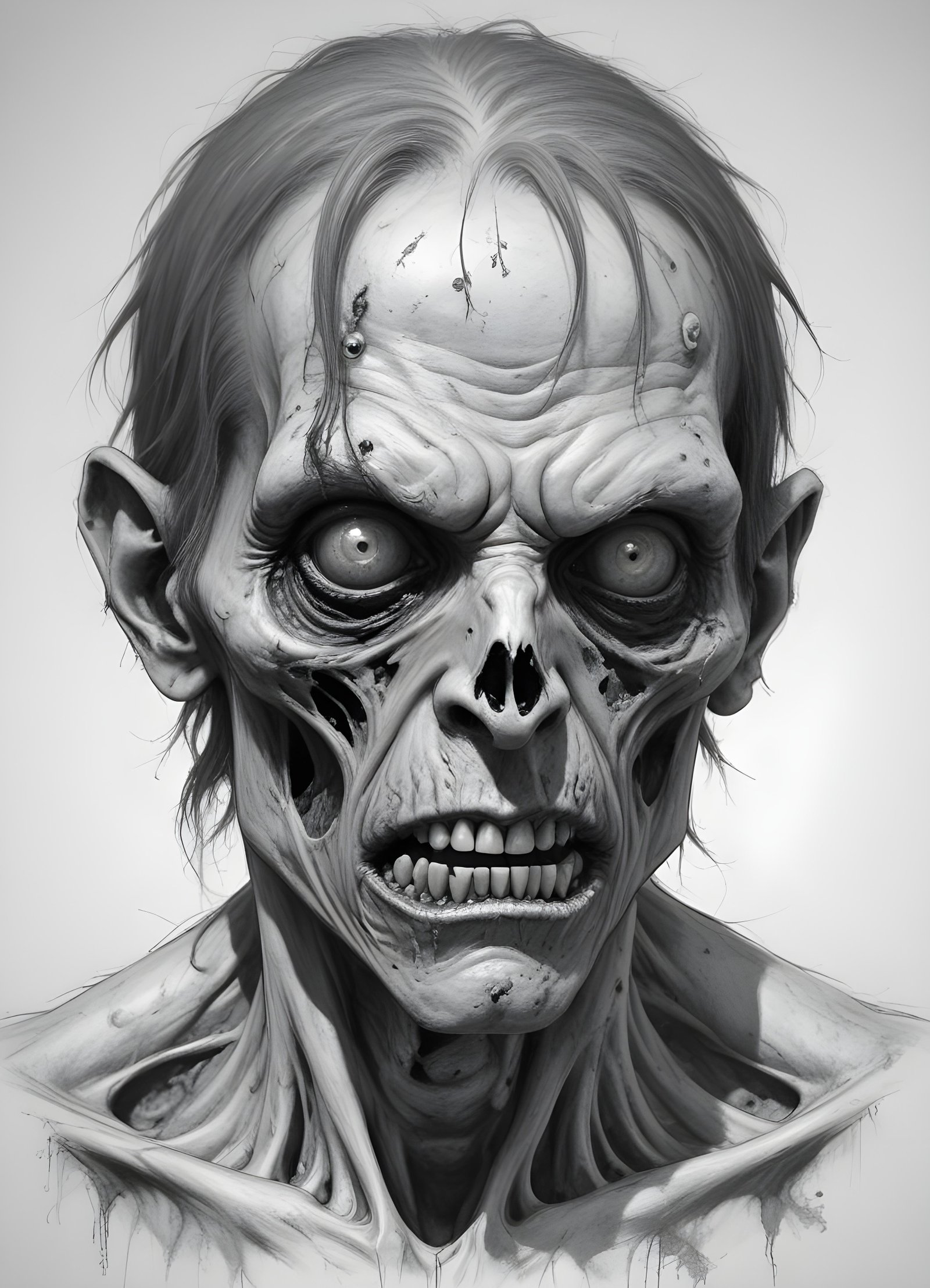 Detailed Zombie and Undead Horror Character Sketch Illustration Artwork