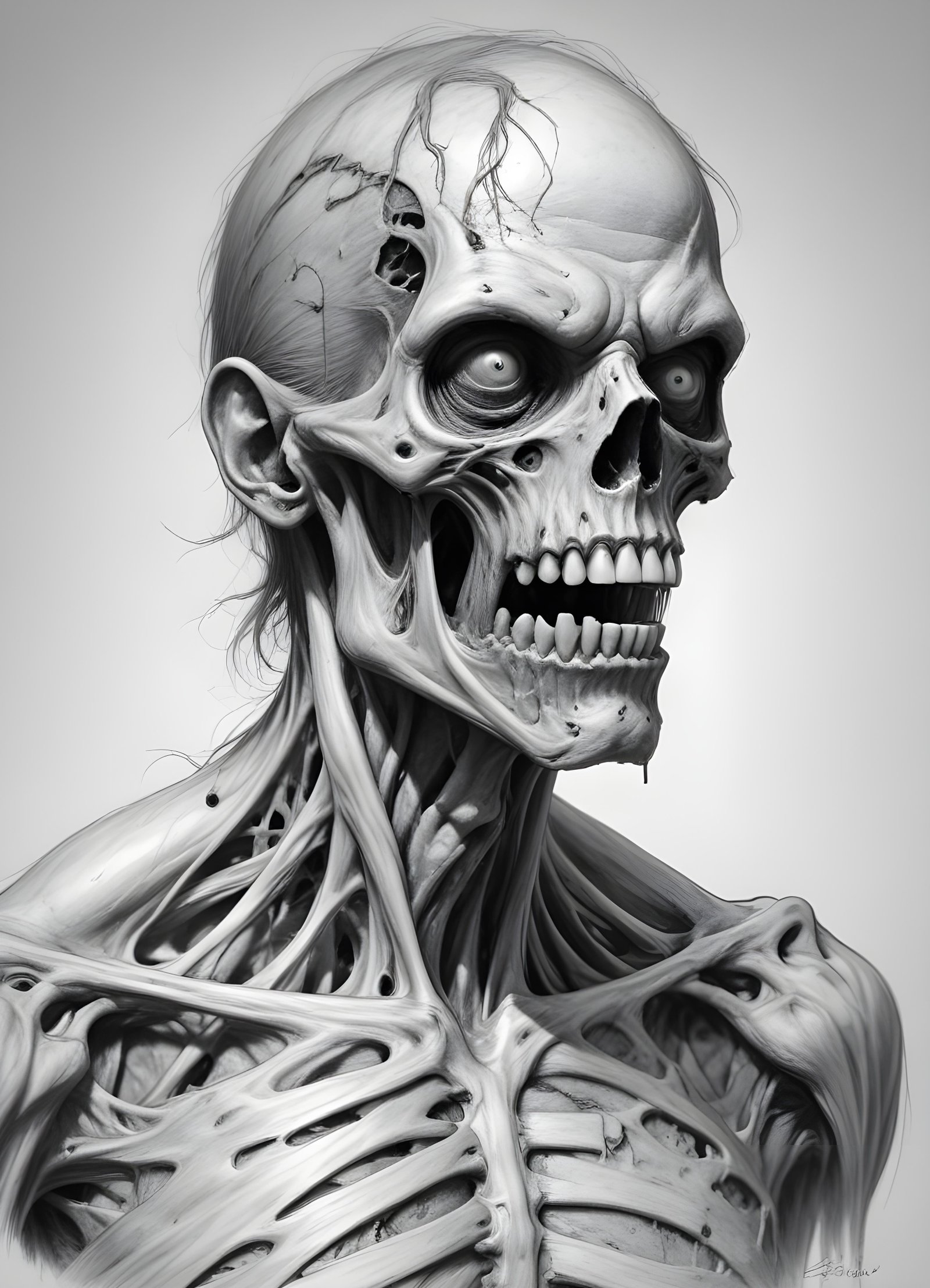 Detailed Zombie and Undead Horror Character Sketch Illustration Artwork