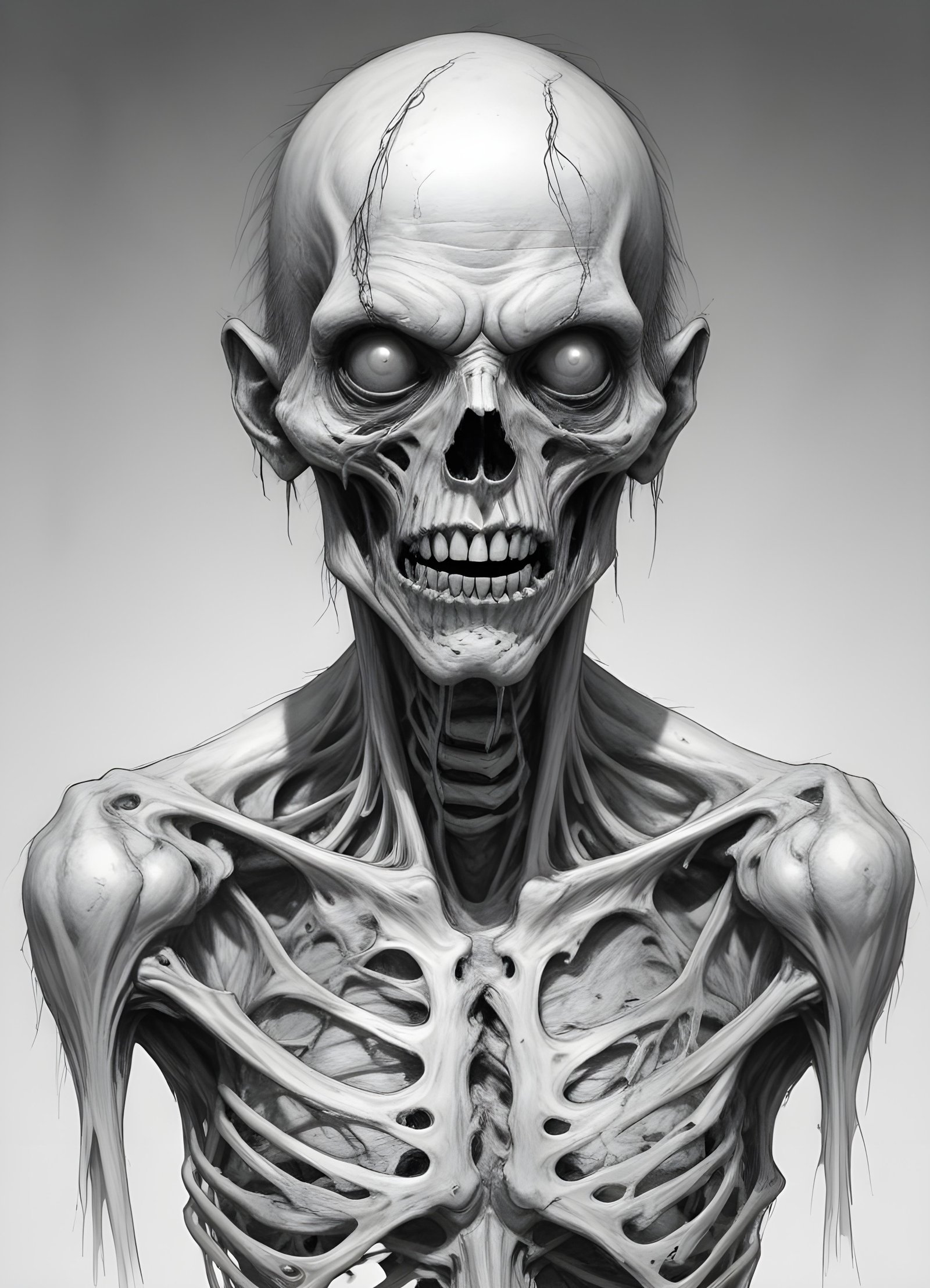 Detailed Zombie and Undead Horror Character Sketch Illustration Artwork