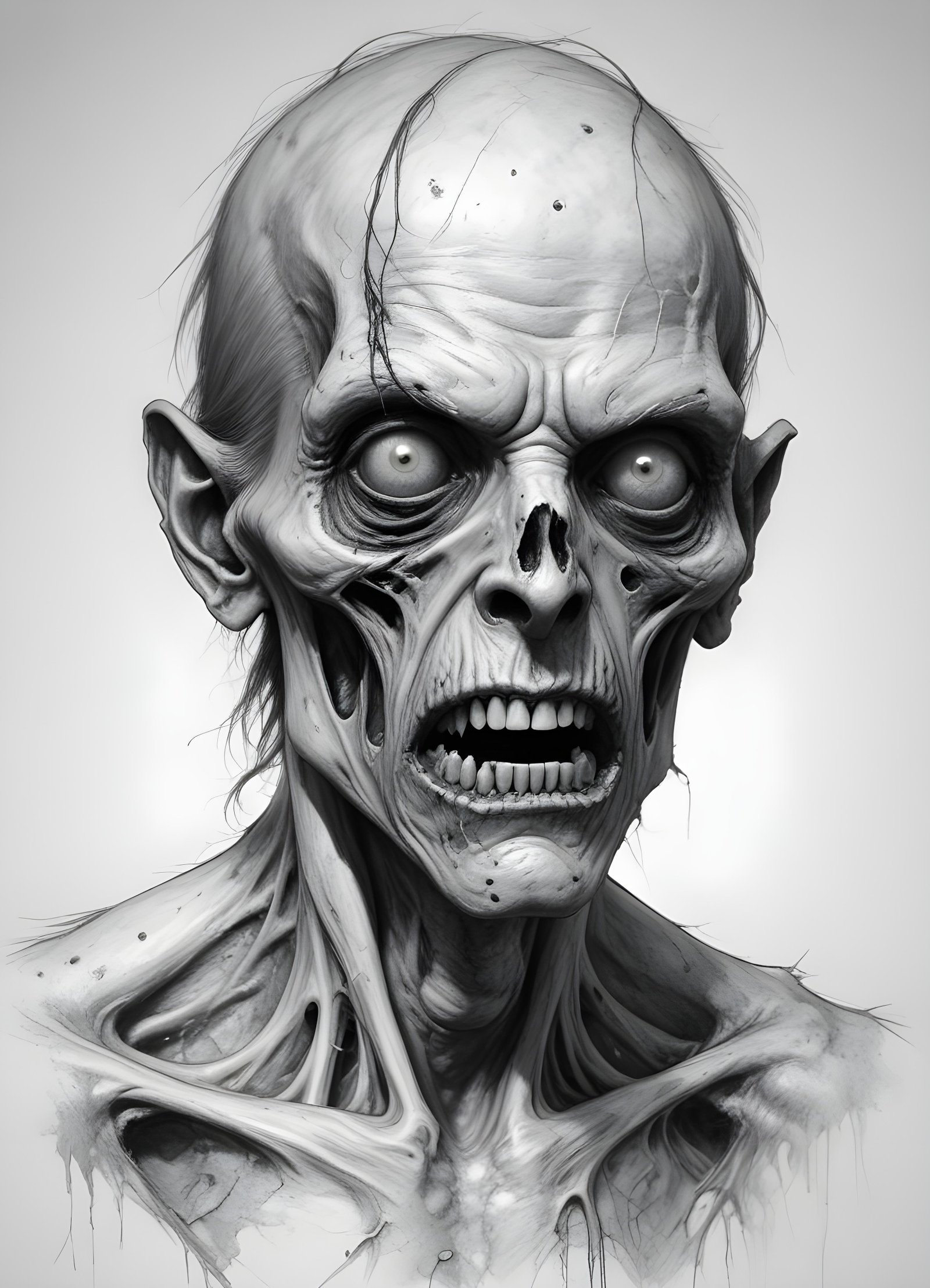Detailed Zombie and Undead Horror Character Sketch Illustration Artwork