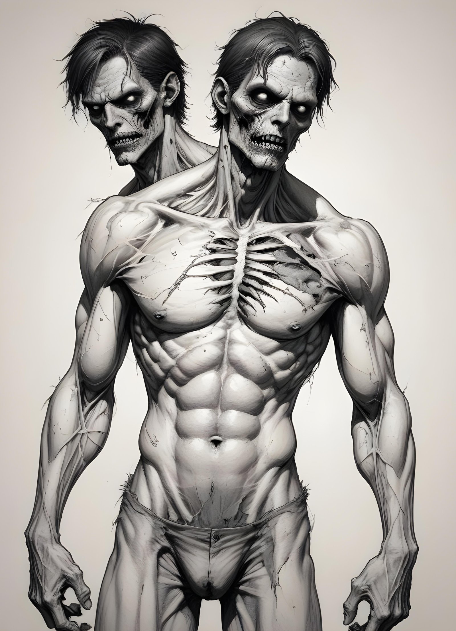 Detailed Zombie and Undead Horror Character Sketch Illustration Artwork