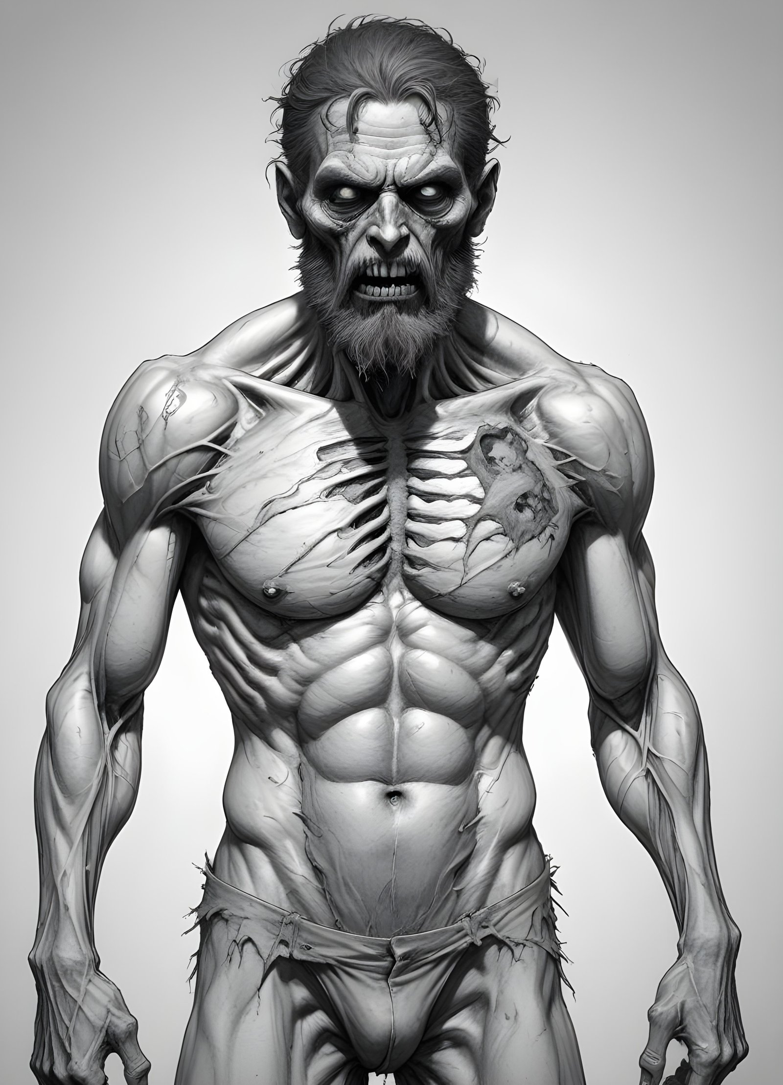 Detailed Zombie and Undead Horror Character Sketch Illustration Artwork