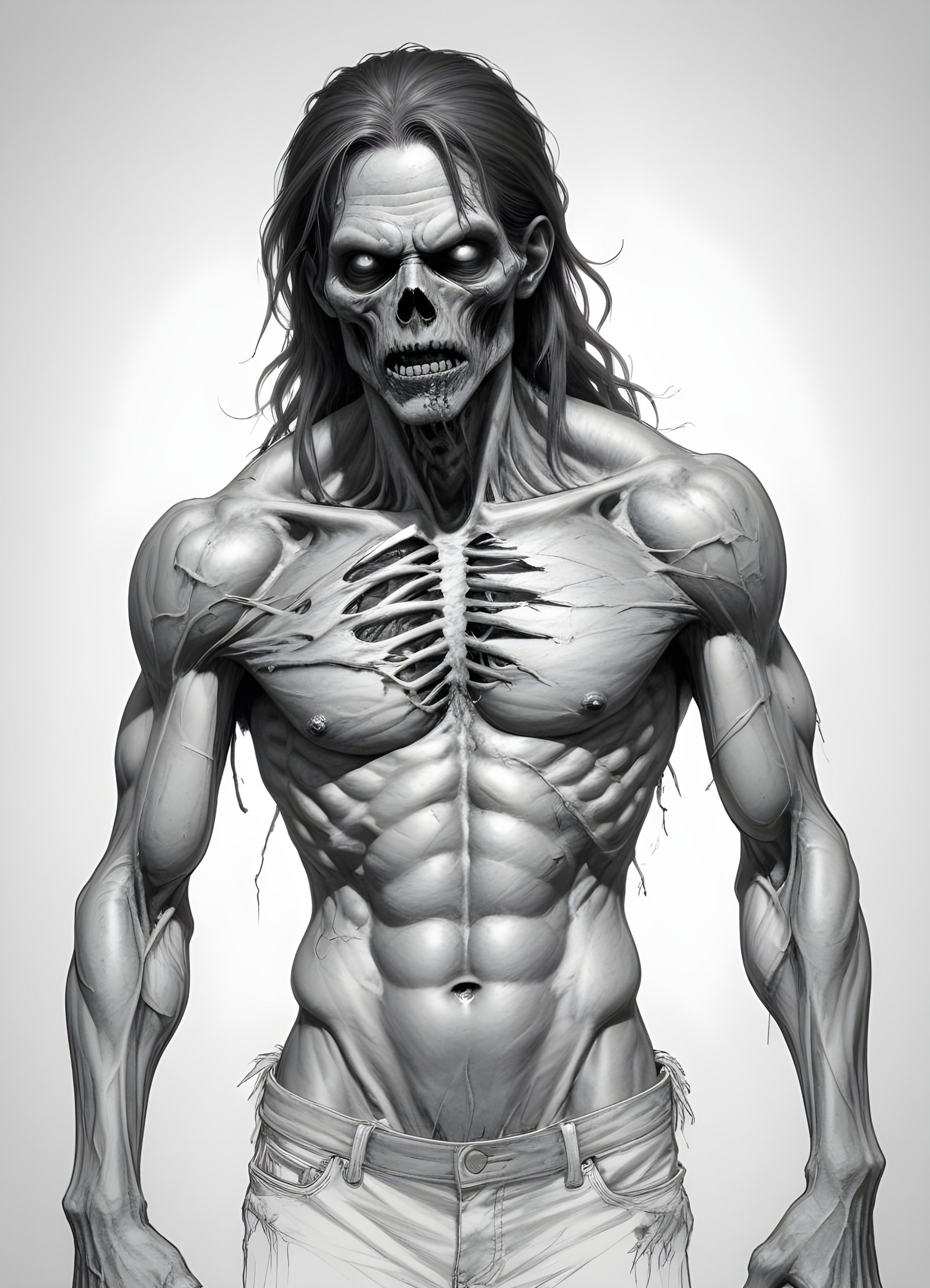 Detailed Zombie and Undead Horror Character Sketch Illustration Artwork