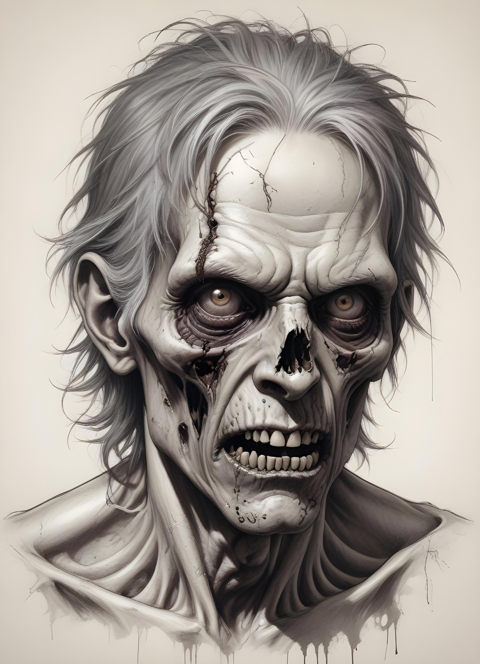 Detailed Zombie and Undead Horror Character Sketch Illustration Artwork