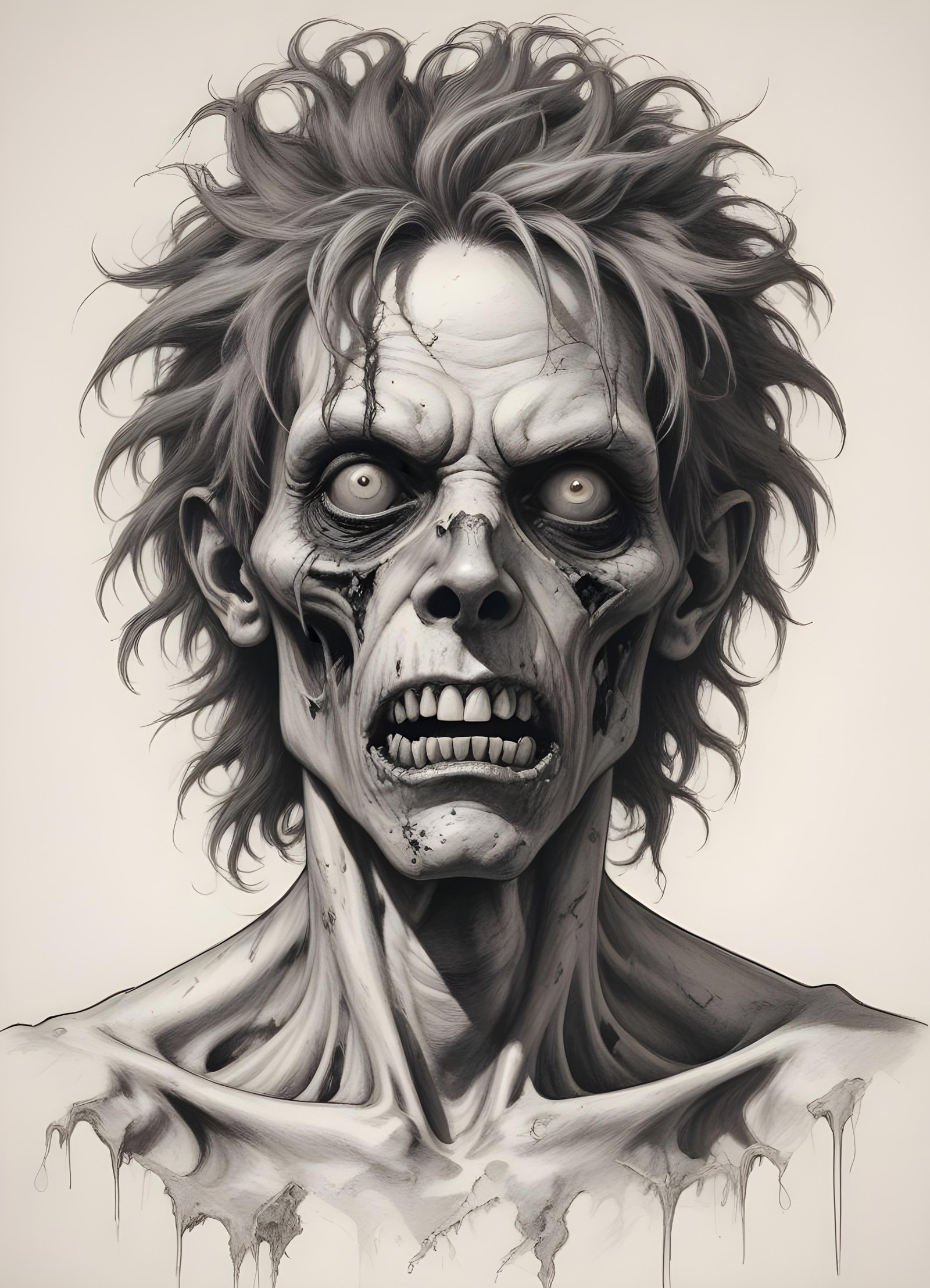 Detailed Zombie and Undead Horror Character Sketch Illustration Artwork