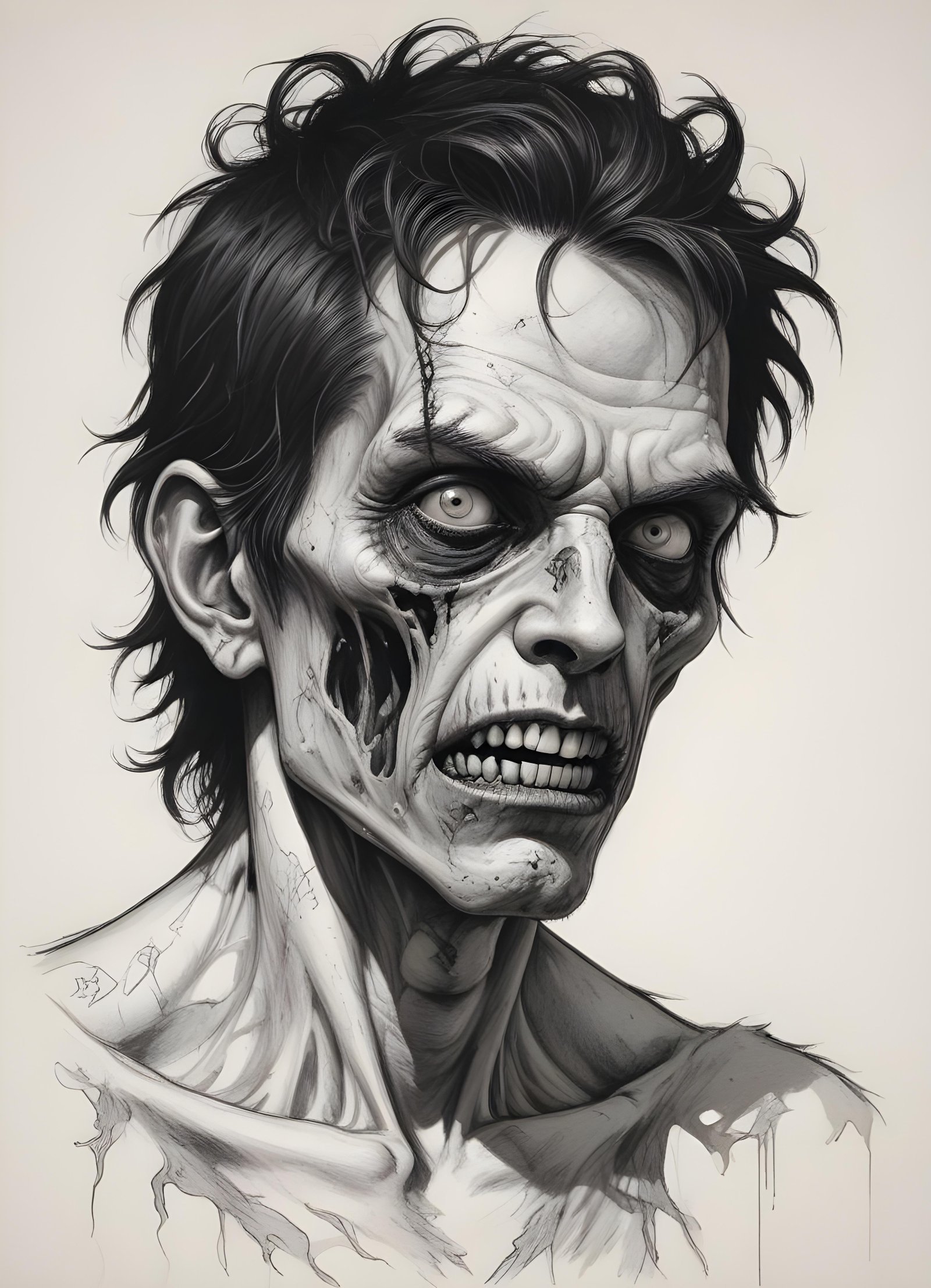 Detailed Zombie and Undead Horror Character Sketch Illustration Artwork