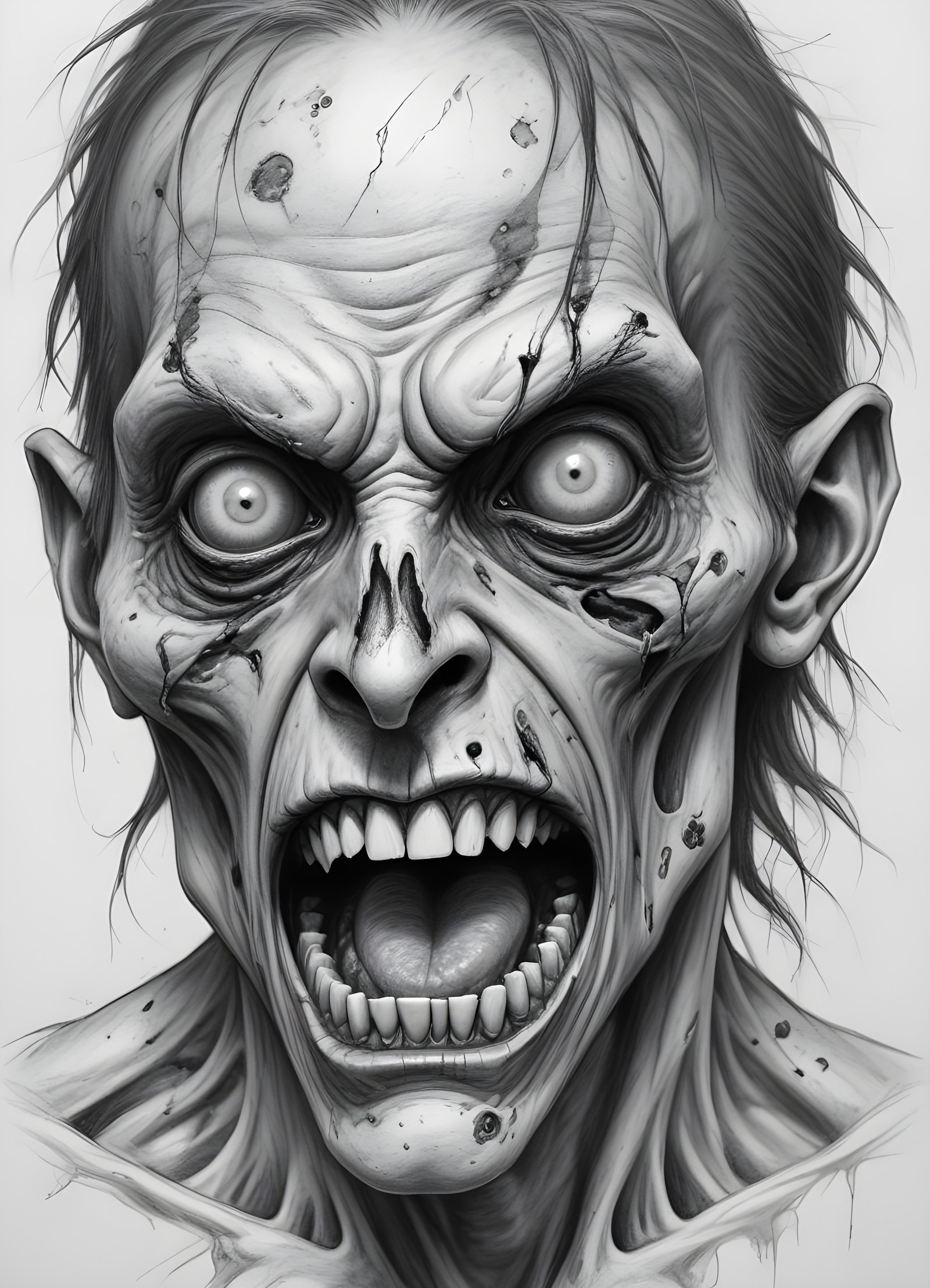 Detailed Zombie and Undead Horror Character Sketch Illustration Artwork