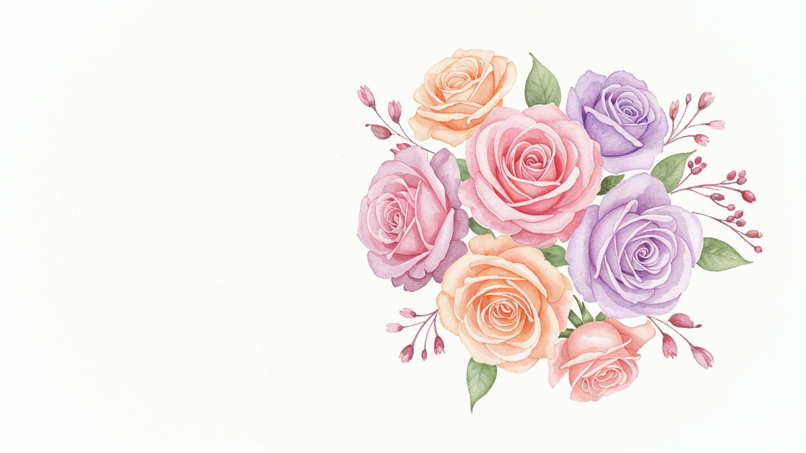 Dreamy Watercolor Pastel Rose Bouquet Illustration