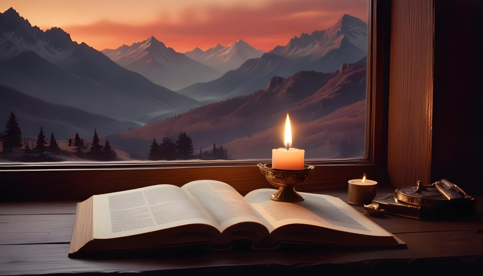 Glowing Candlelight Scene with Warm Ambience and Peaceful Night Background