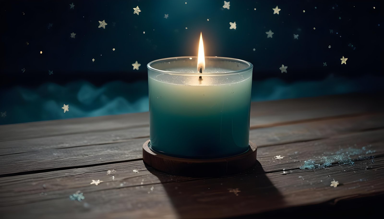 Glowing Candlelight Scene with Warm Ambience and Peaceful Night Background