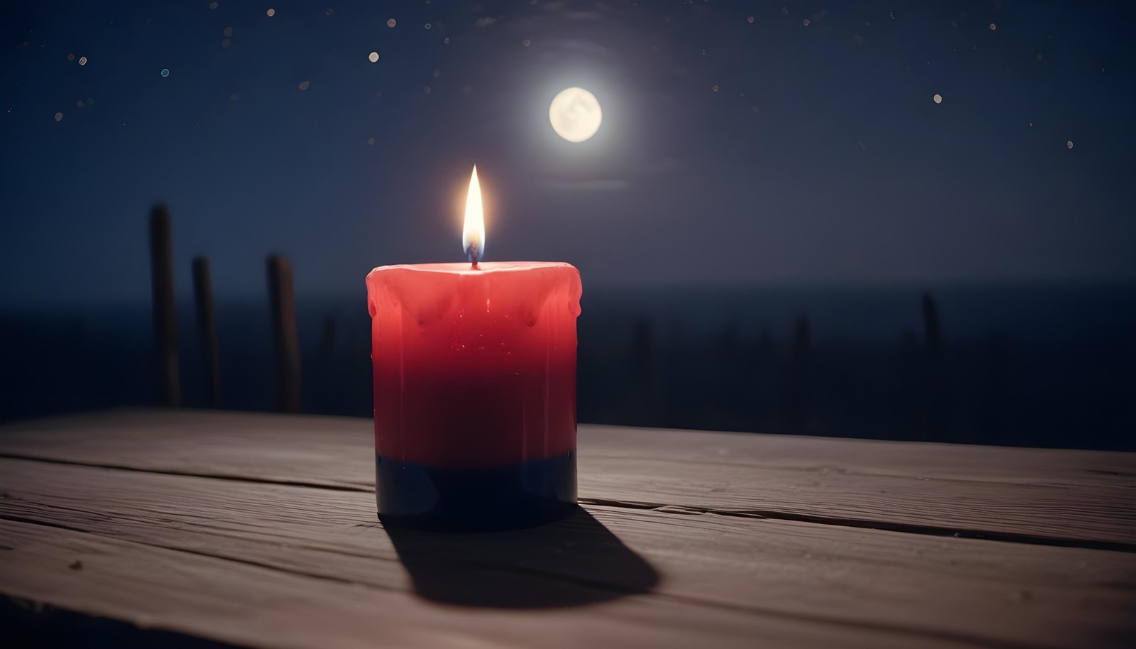 Glowing Candlelight Scene with Warm Ambience and Peaceful Night Background