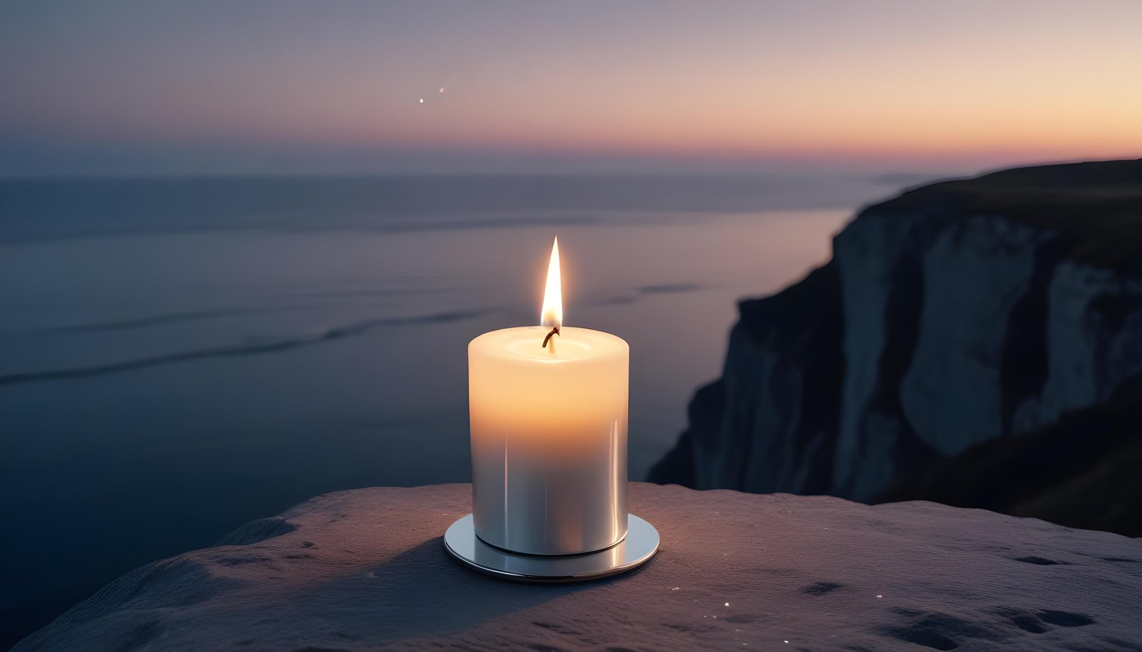 Glowing Candlelight Scene with Warm Ambience and Peaceful Night Background