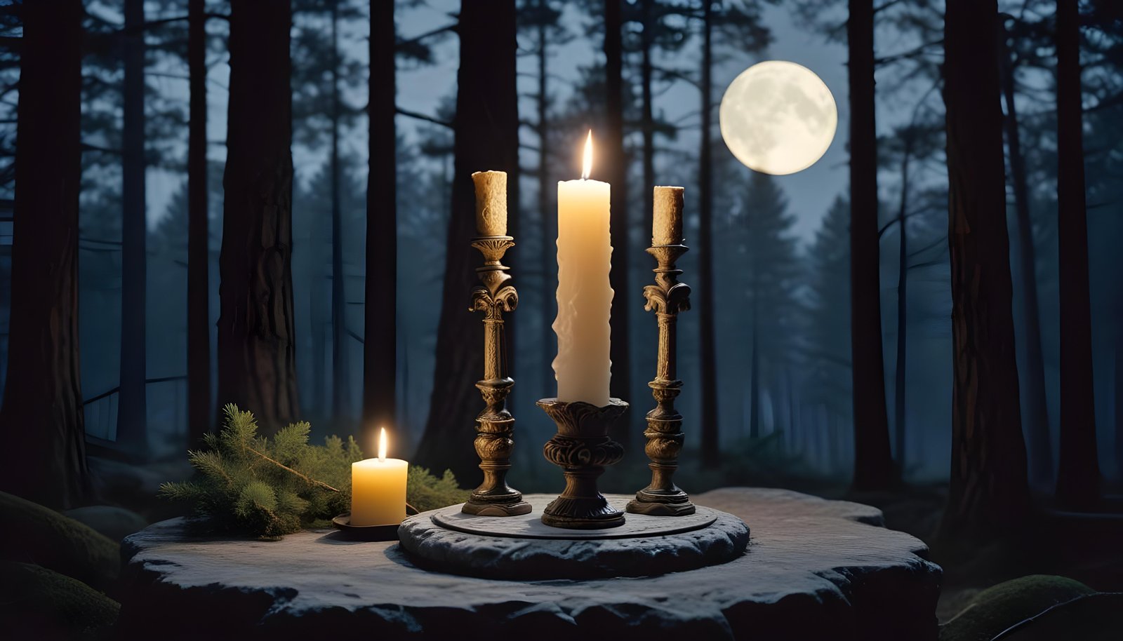 Glowing Candlelight Scene with Warm Ambience and Peaceful Night Background