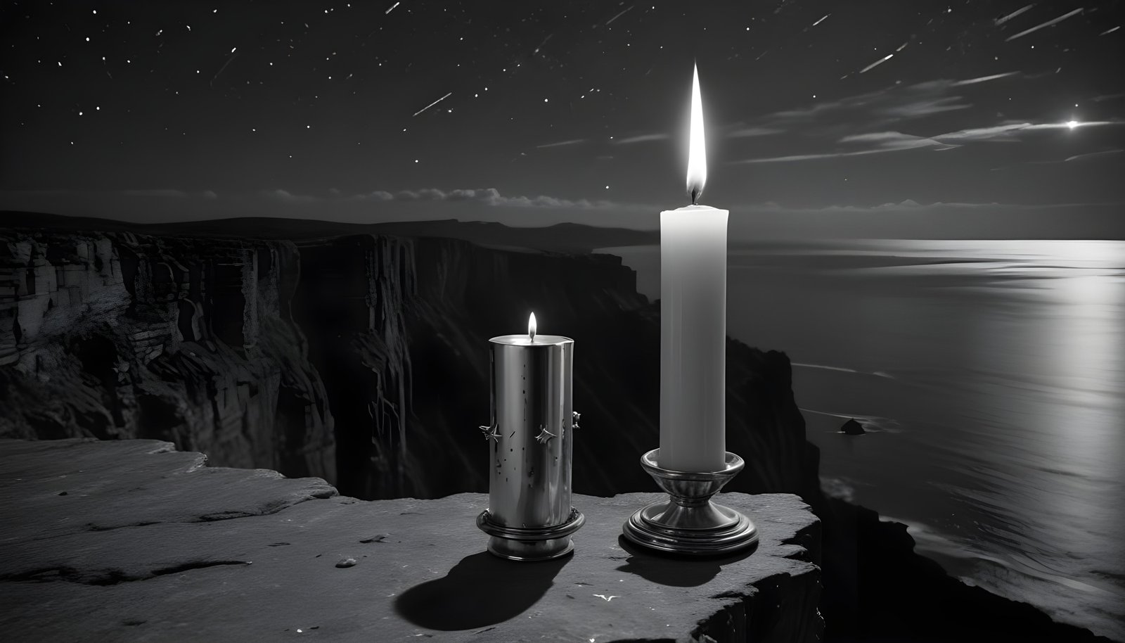 Glowing Candlelight Scene with Warm Ambience and Peaceful Night Background