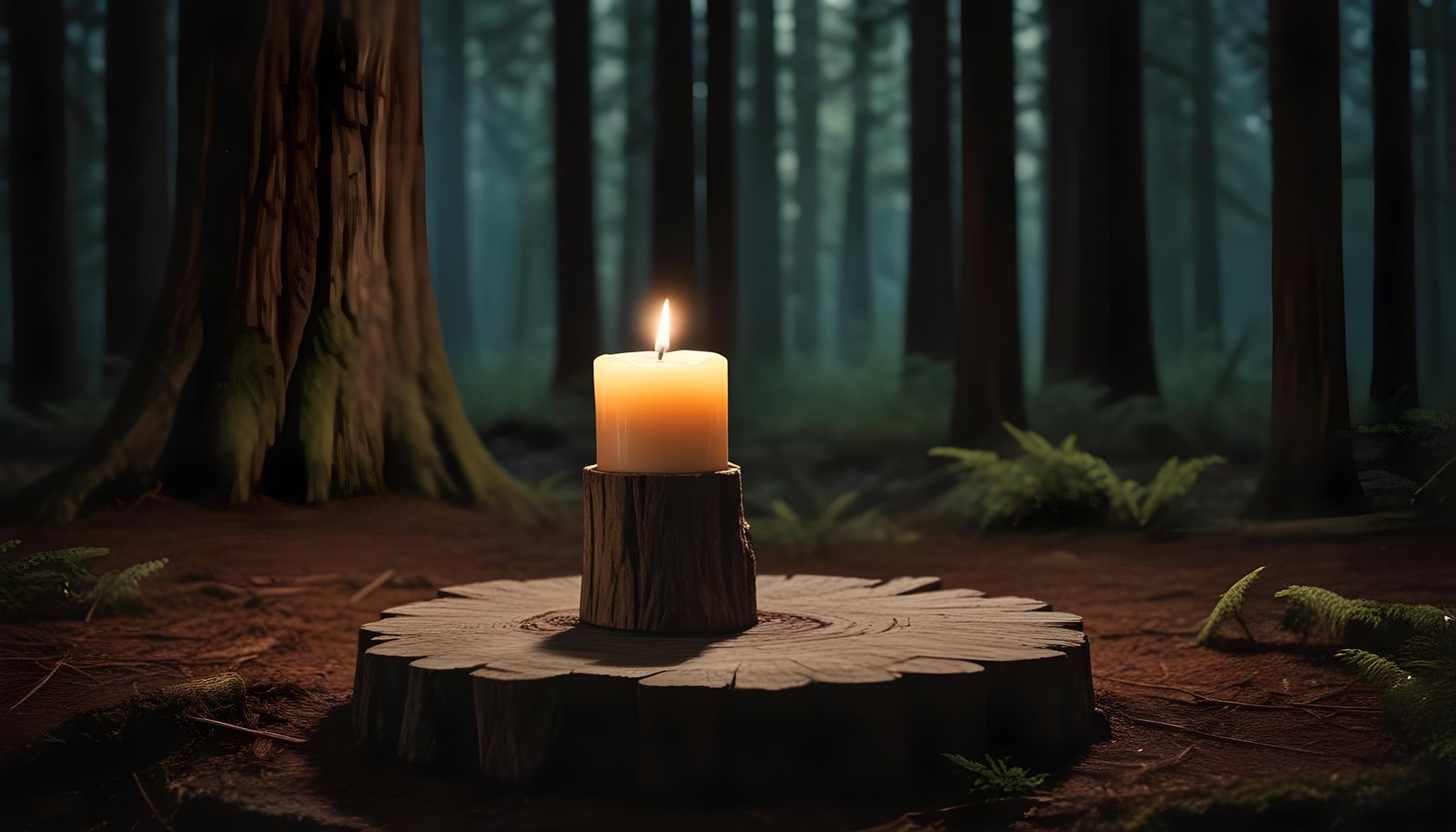 Glowing Candlelight Scene with Warm Ambience and Peaceful Night Background