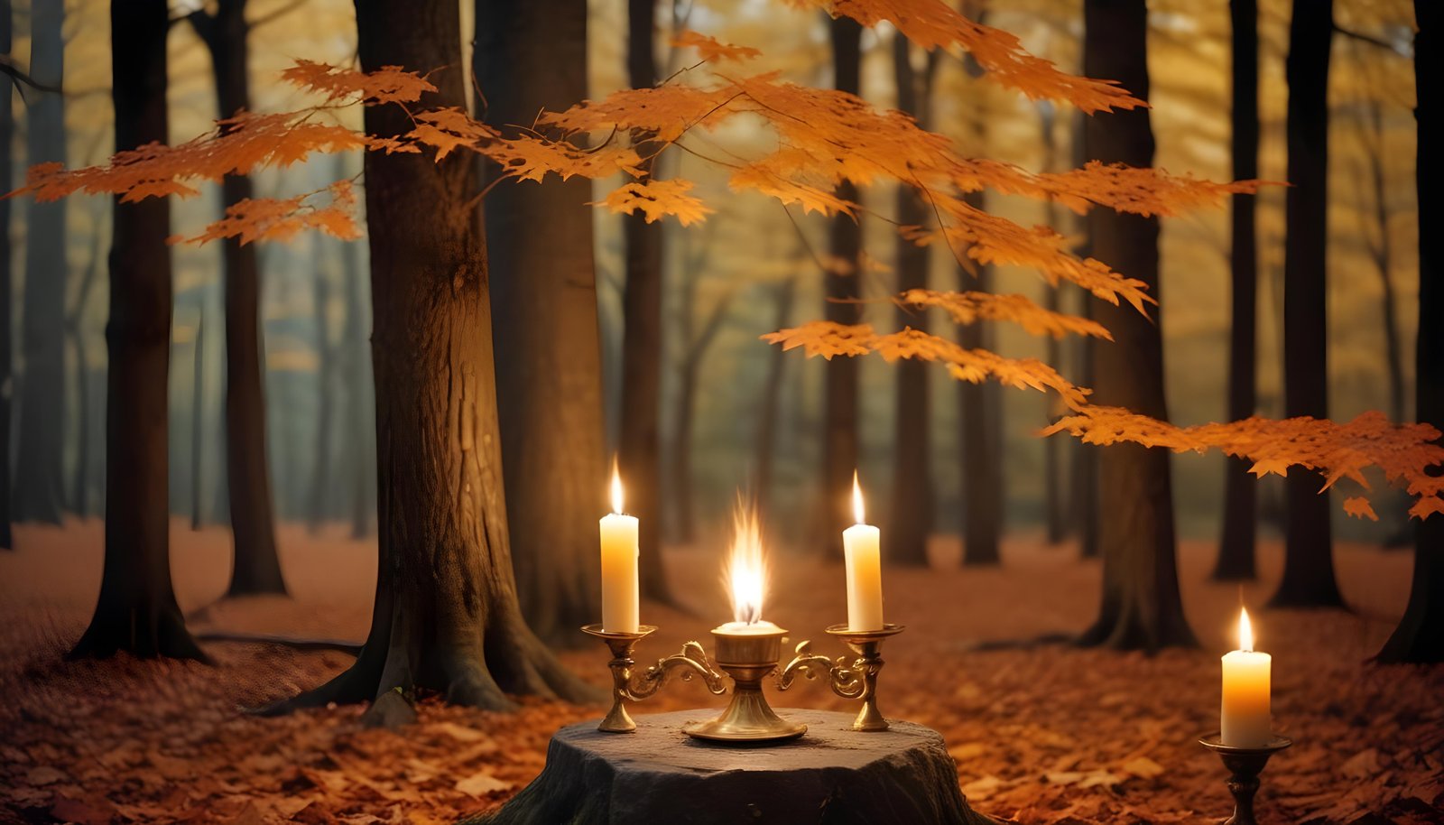 Glowing Candlelight Scene with Warm Ambience and Peaceful Night Background