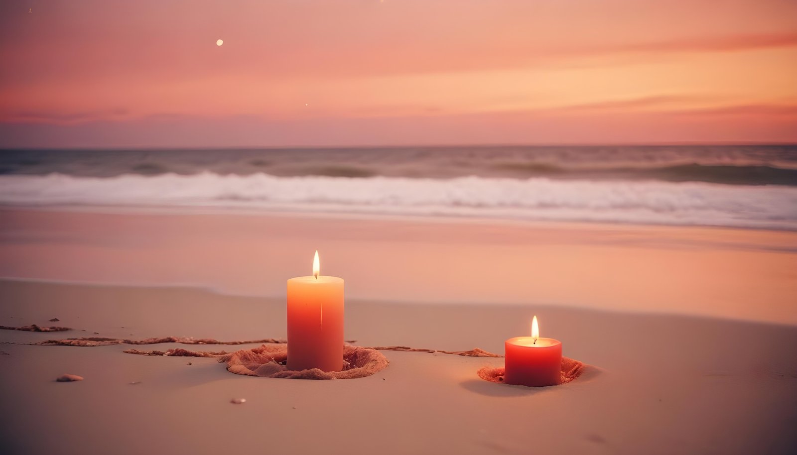 Glowing Candlelight Scene with Warm Ambience and Peaceful Night Background