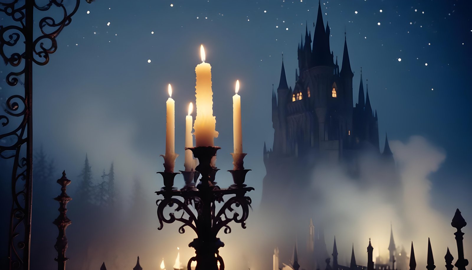 Glowing Candlelight Scene with Warm Ambience and Peaceful Night Background