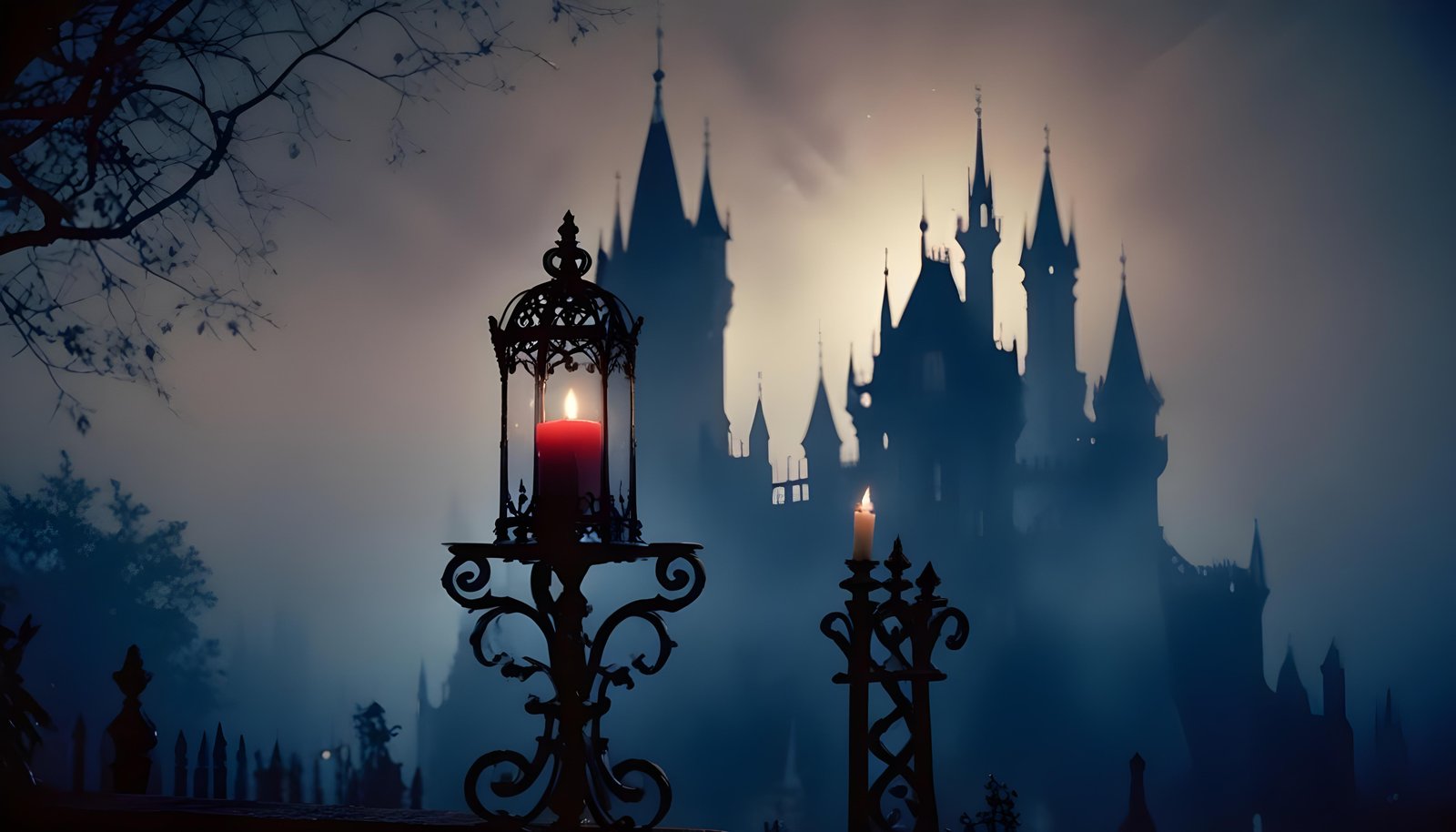 Glowing Candlelight Scene with Warm Ambience and Peaceful Night Background
