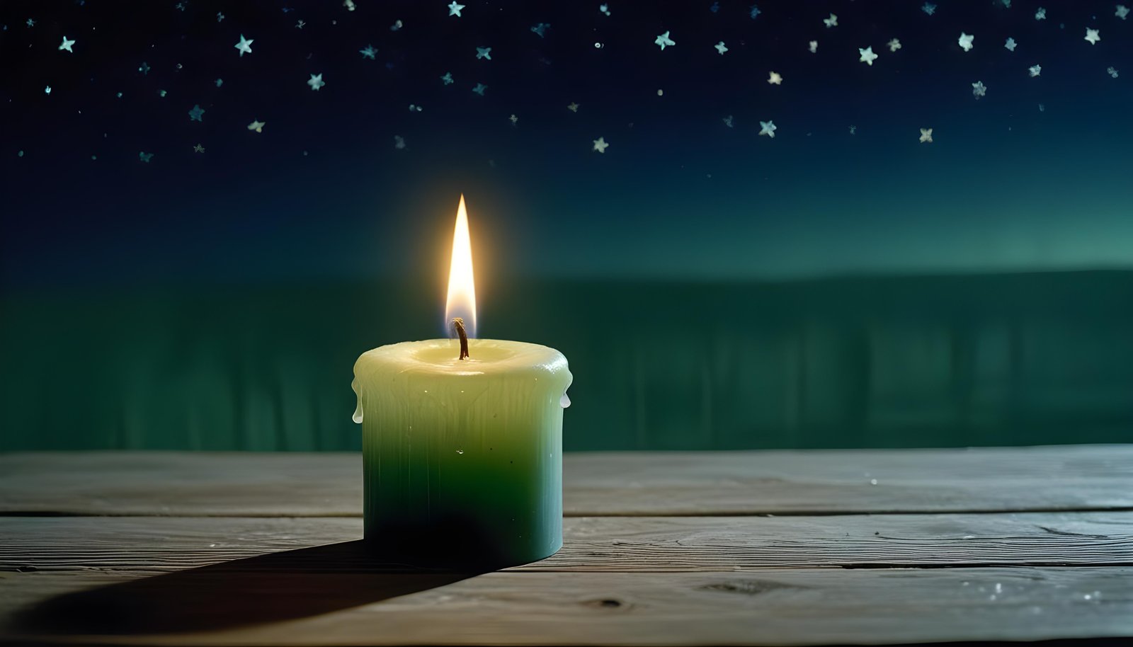 Glowing Candlelight Scene with Warm Ambience and Peaceful Night Background