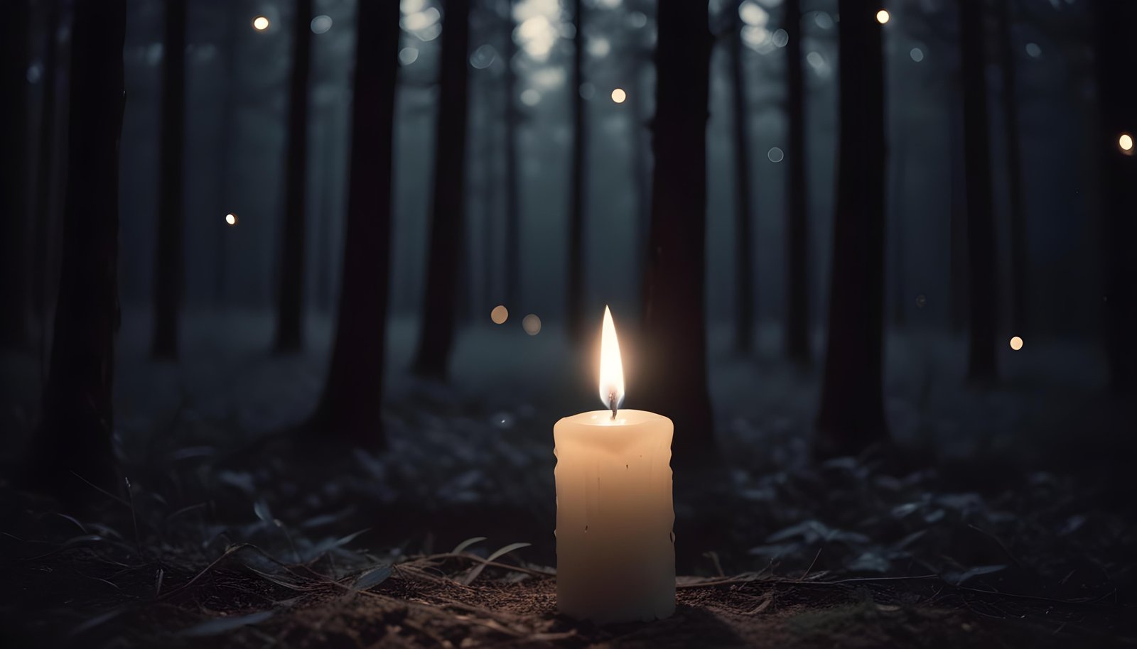 Glowing Candlelight Scene with Warm Ambience and Peaceful Night Background