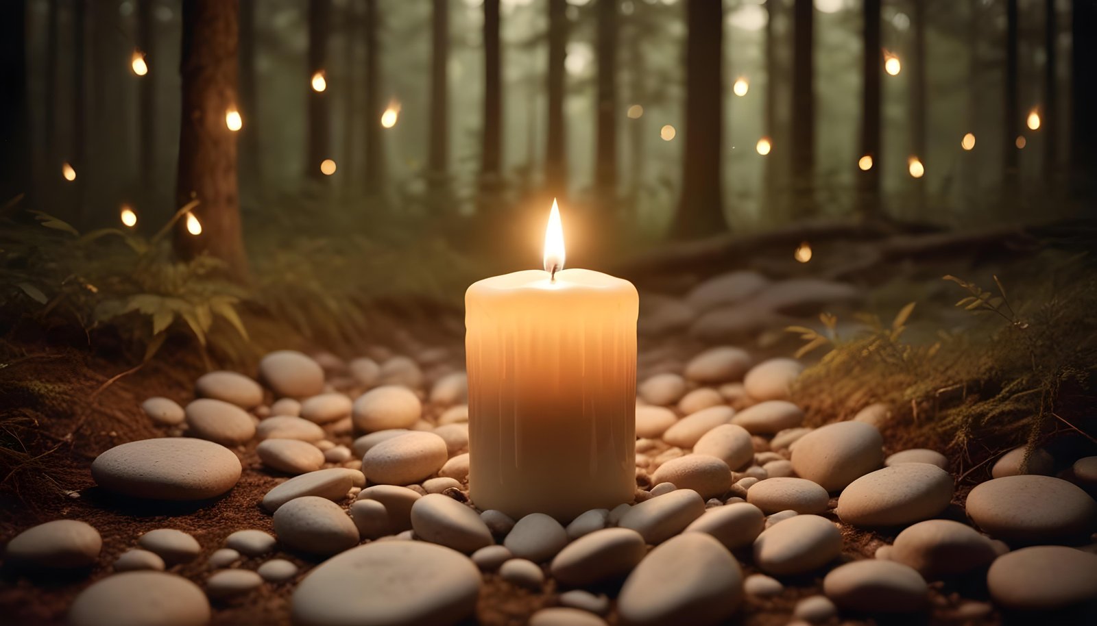 Glowing Candlelight Scene with Warm Ambience and Peaceful Night Background