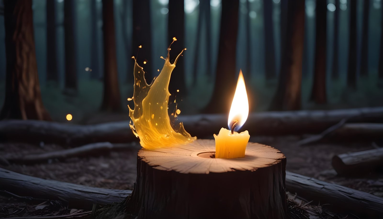Glowing Candlelight Scene with Warm Ambience and Peaceful Night Background