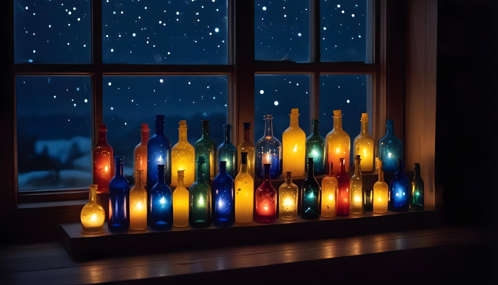 Glowing Candlelight Scene with Warm Ambience and Peaceful Night Background