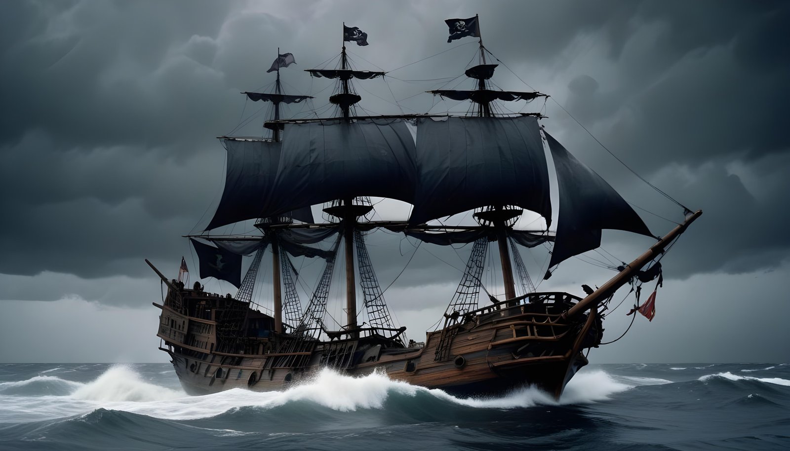Majestic Sailing Ship on Ocean with Vintage Maritime Adventure Theme